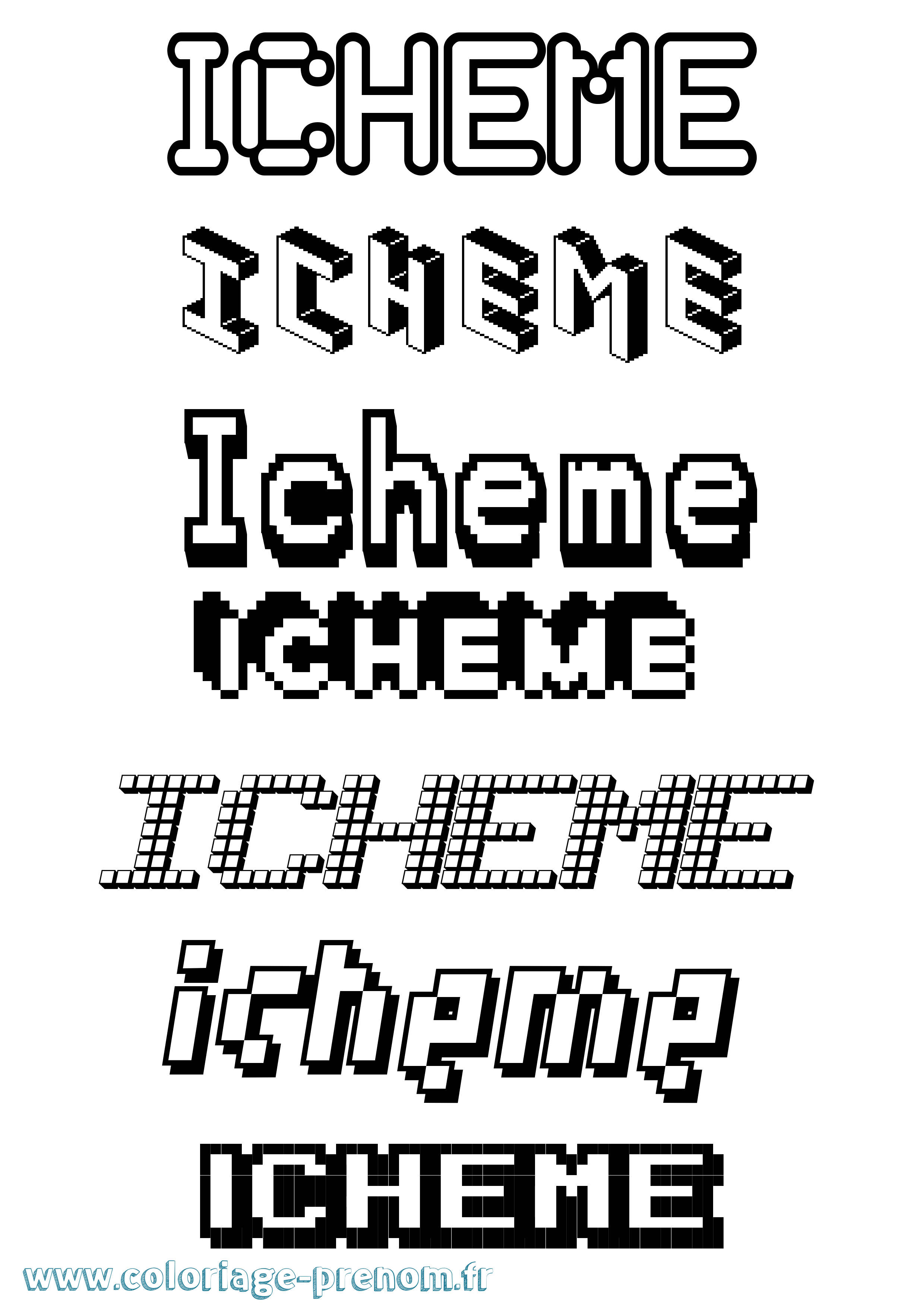 Coloriage Icheme Pixel Coloriage prénom Icheme Pixel