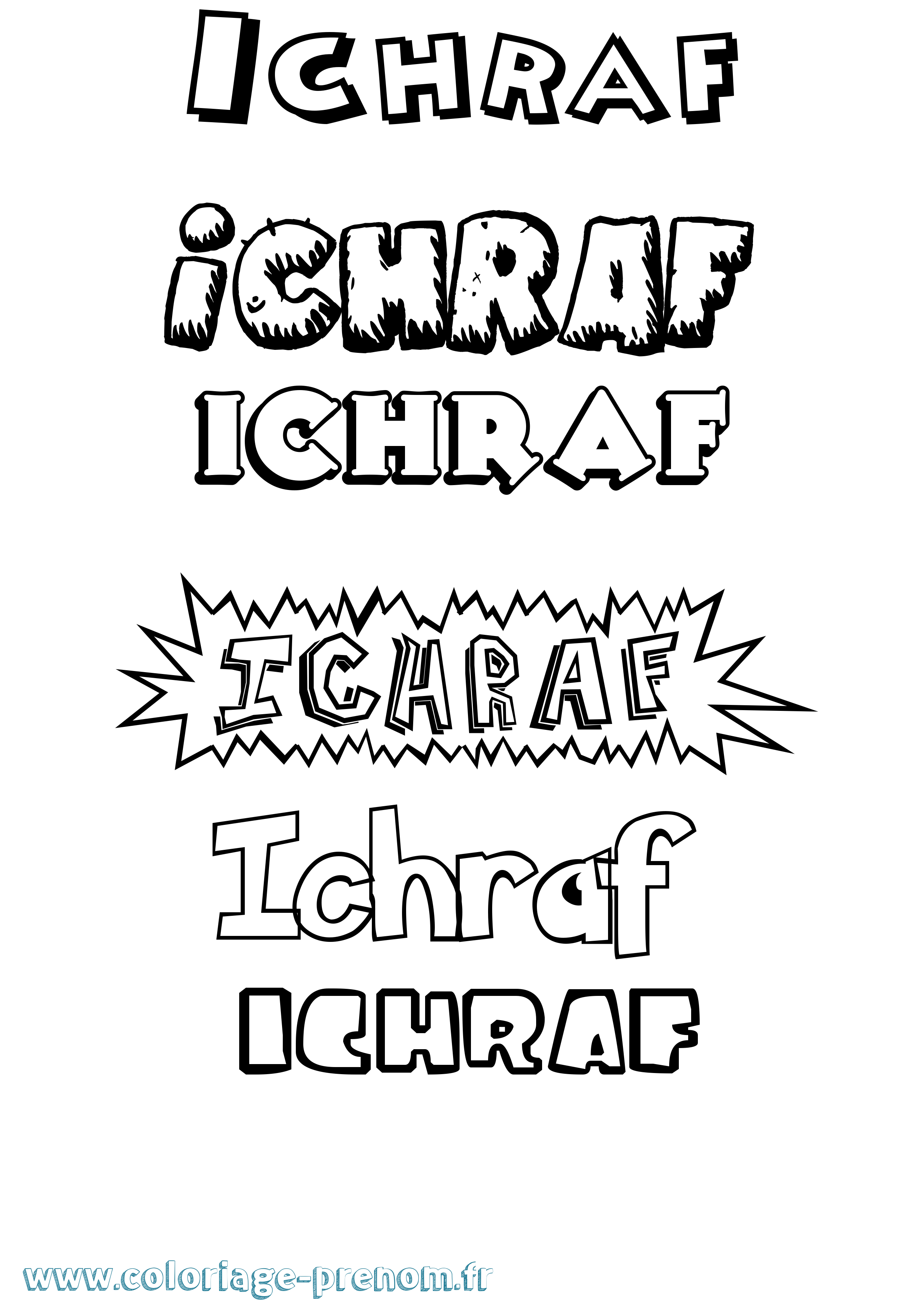 Coloriage Ichraf Dessin Animé Coloriage prénom Ichraf Dessin Animé
