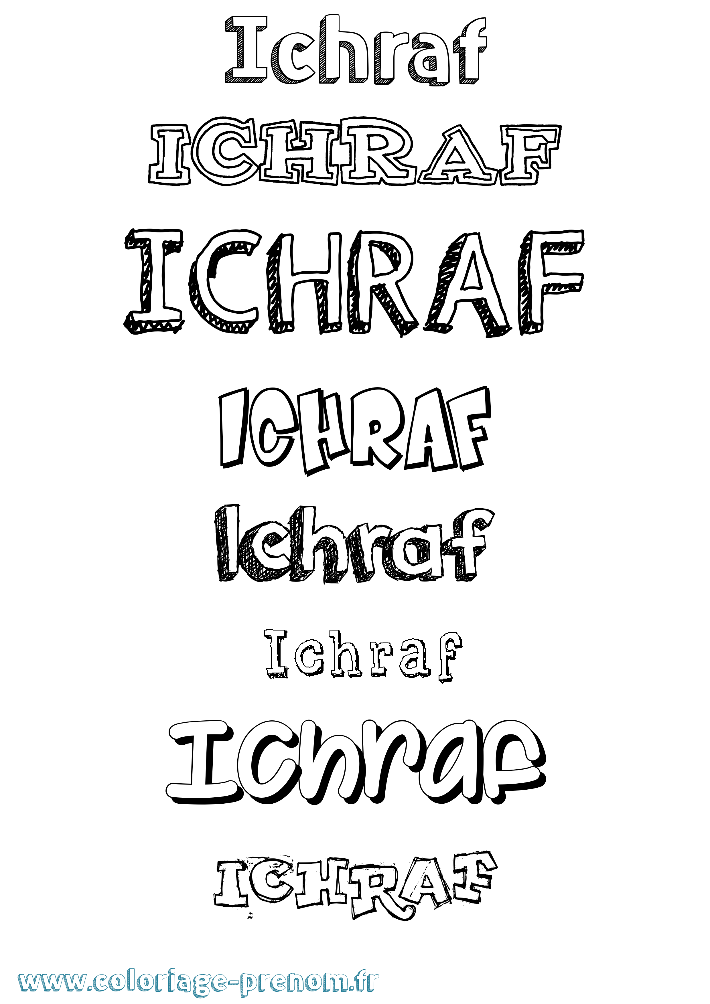 Coloriage Ichraf Dessiné Coloriage prénom Ichraf Dessiné