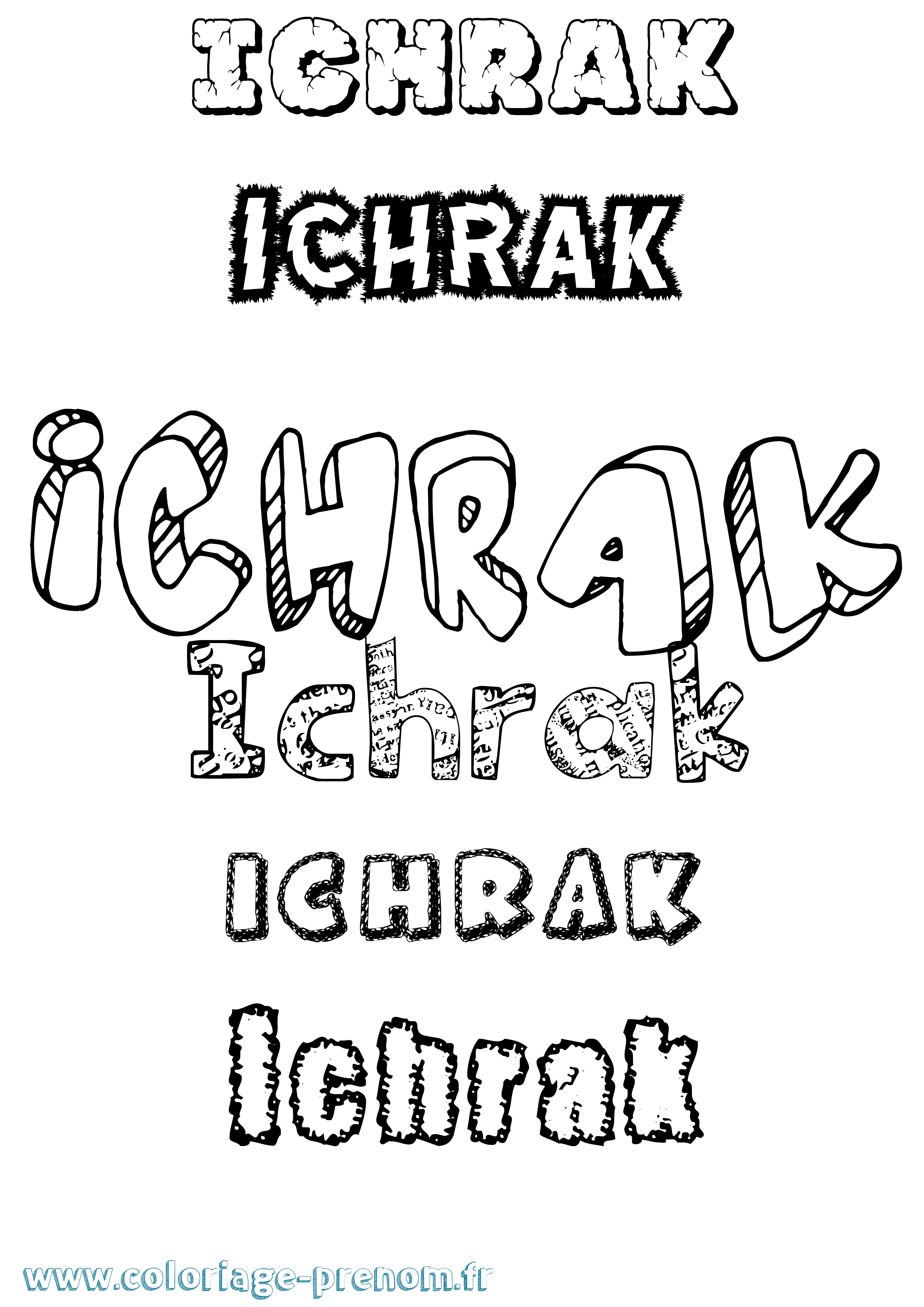 Coloriage prénom Ichrak Destructuré