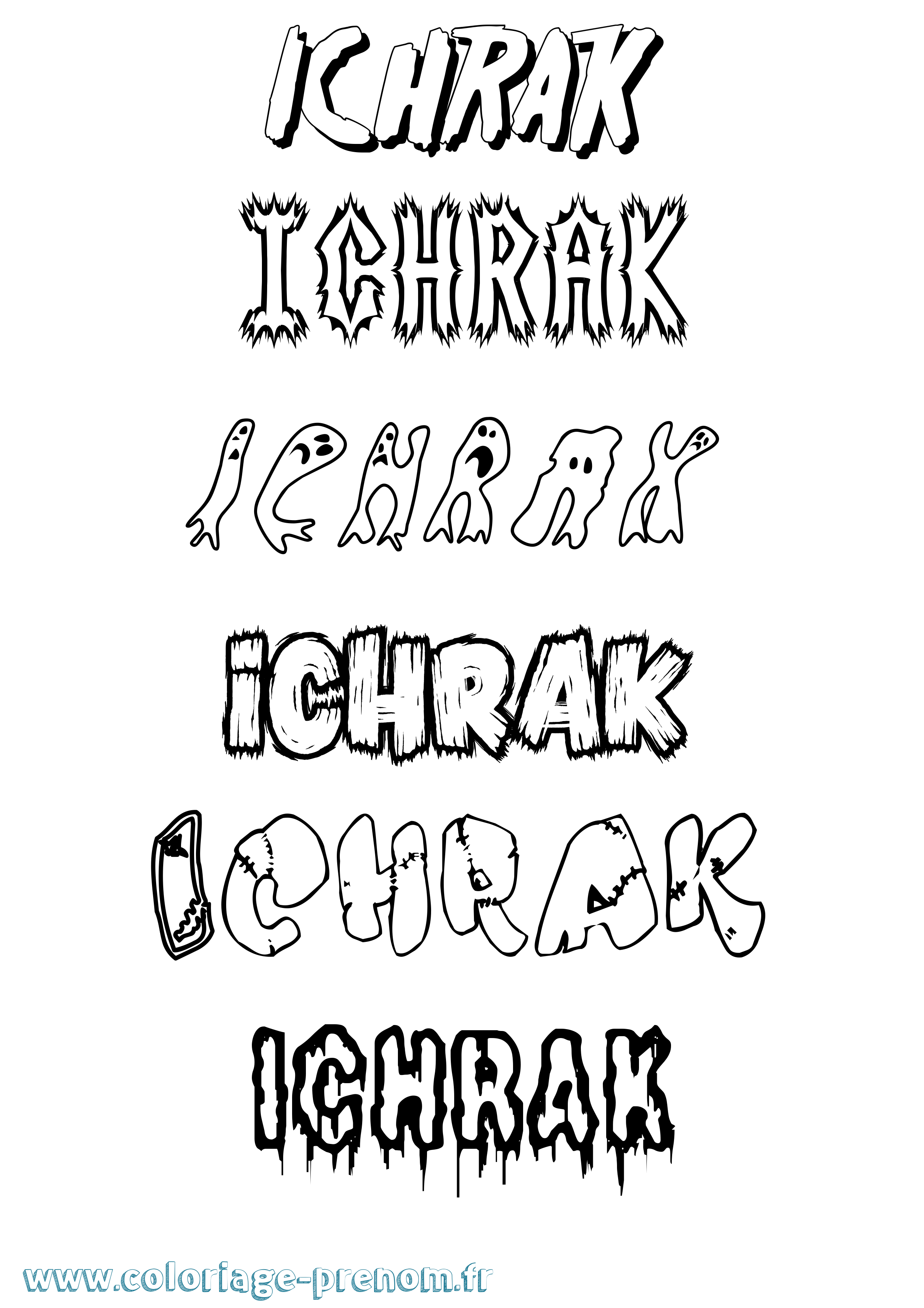 Coloriage prénom Ichrak Frisson