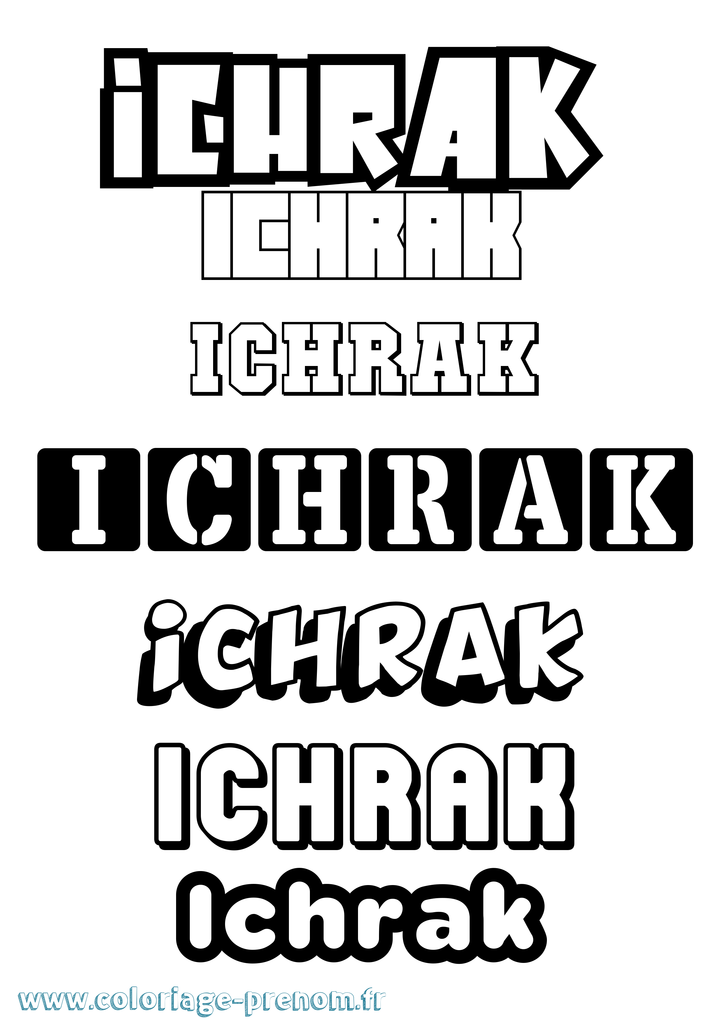 Coloriage prénom Ichrak Simple