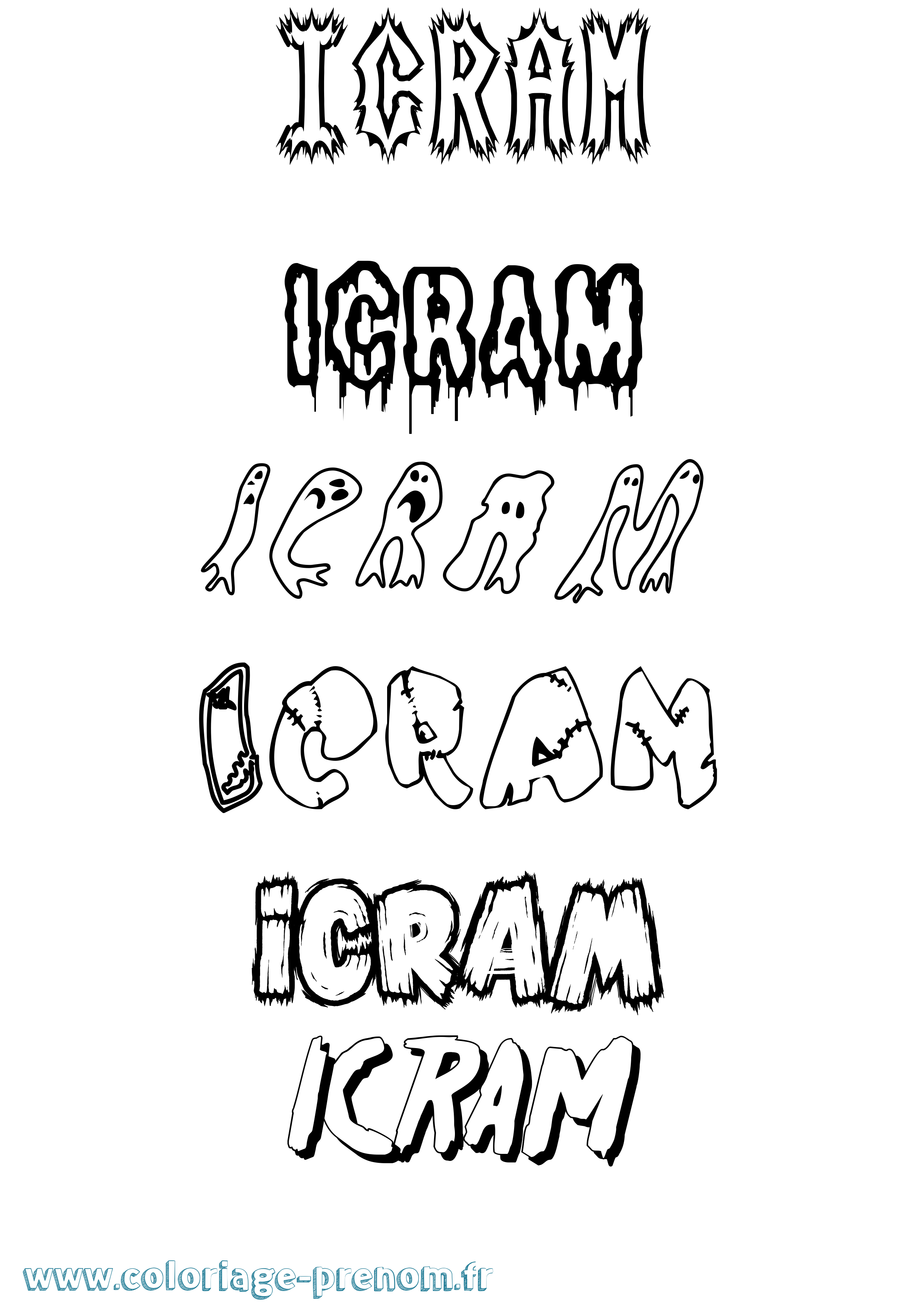 Coloriage Icram Frisson Coloriage prénom Icram Frisson