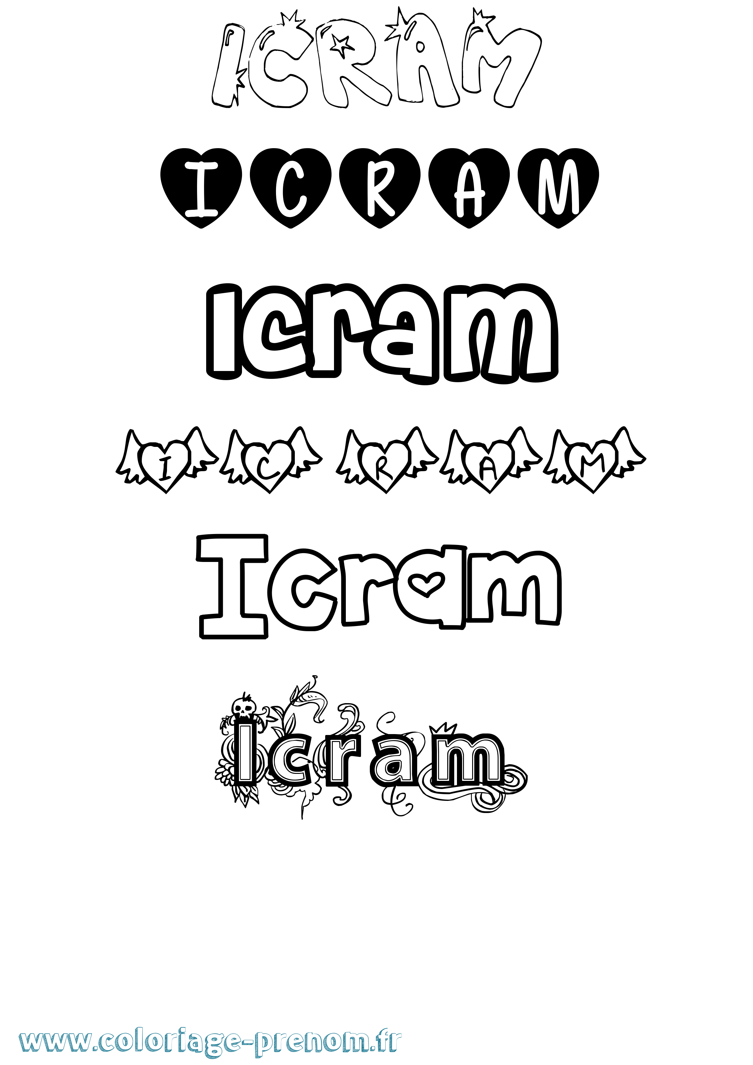 Coloriage Icram Girly Coloriage prénom Icram Girly