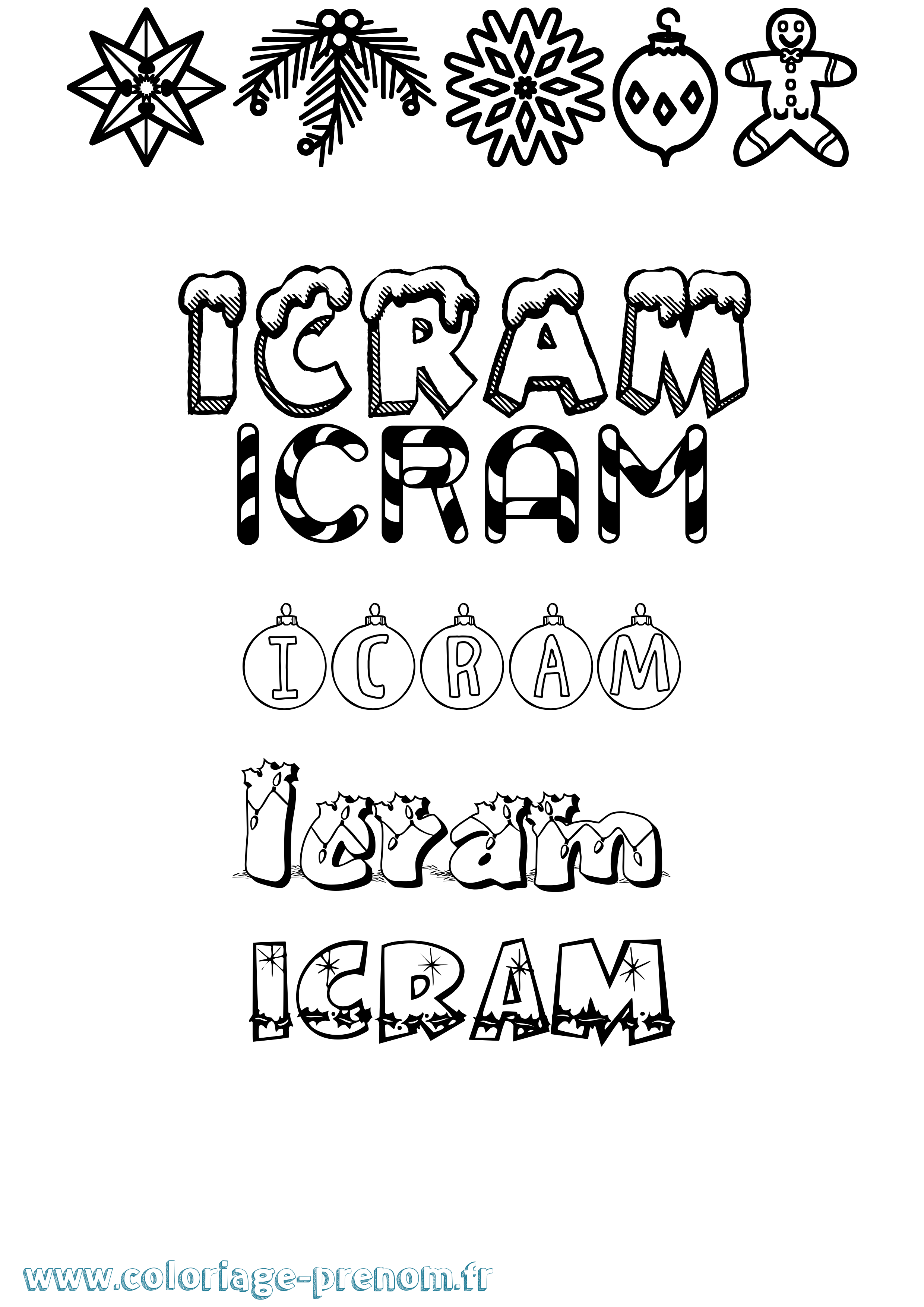 Coloriage Icram Noël Coloriage prénom Icram Noël