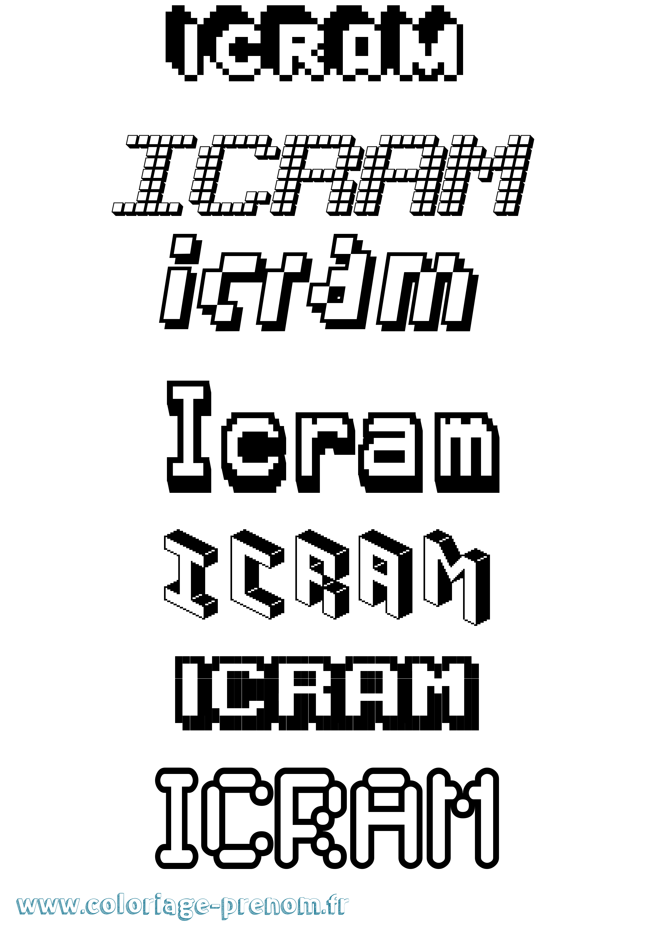 Coloriage Icram Pixel Coloriage prénom Icram Pixel
