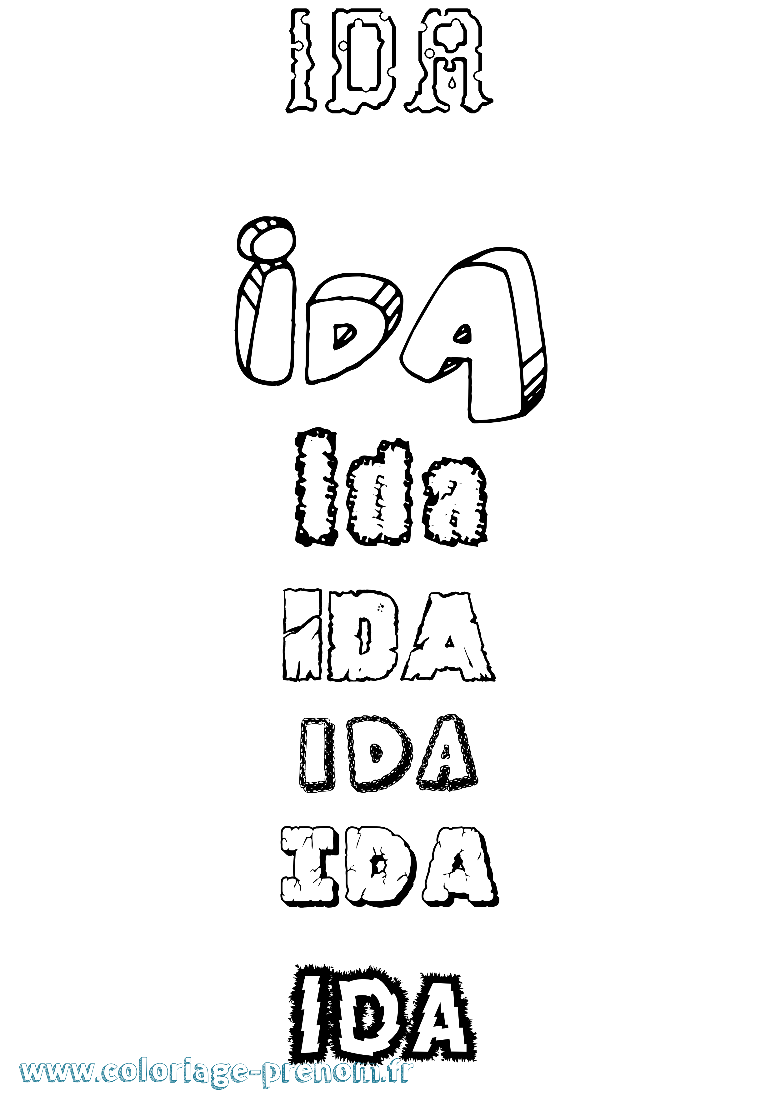 Coloriage prénom Ida Destructuré