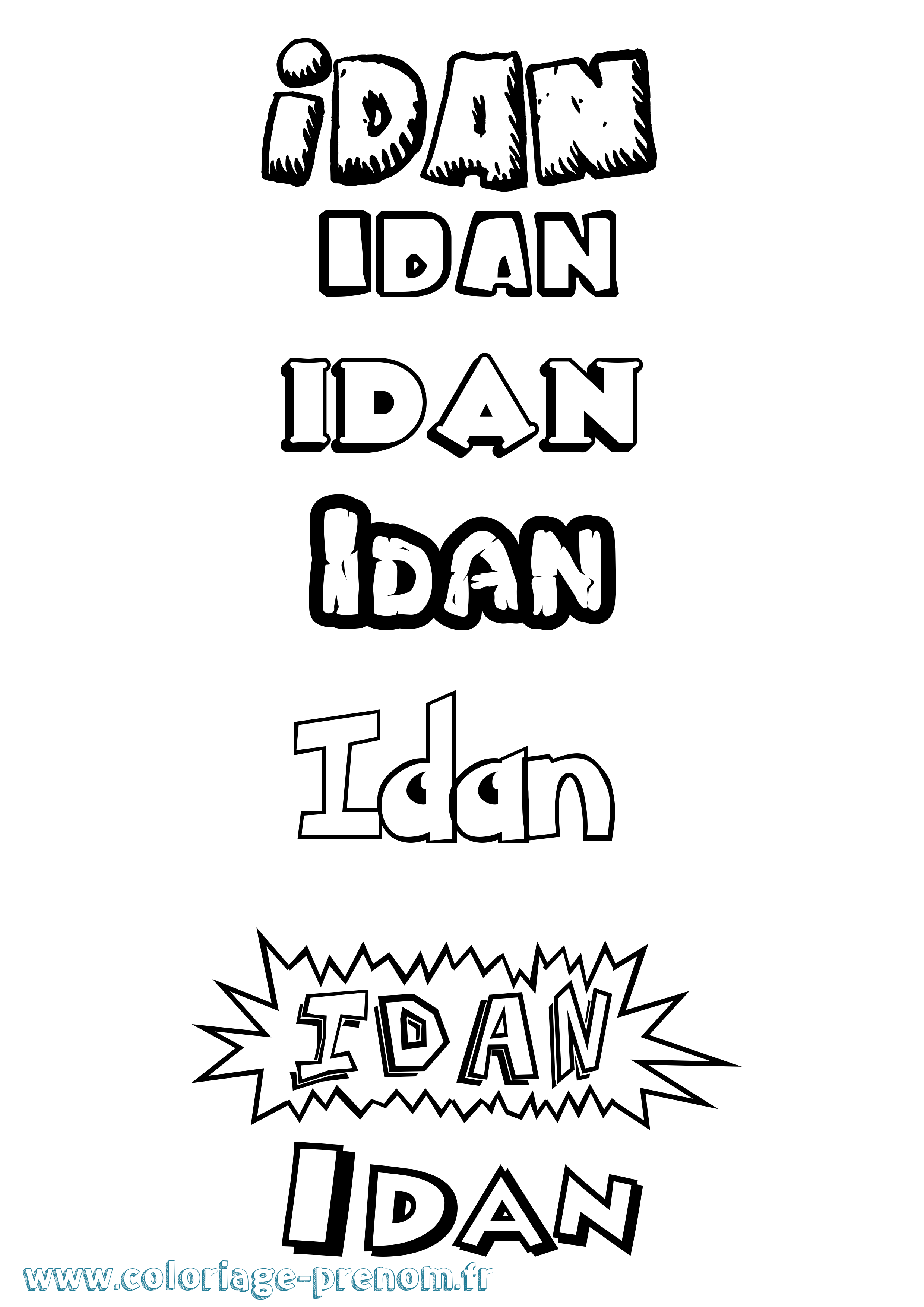 Coloriage prénom Idan