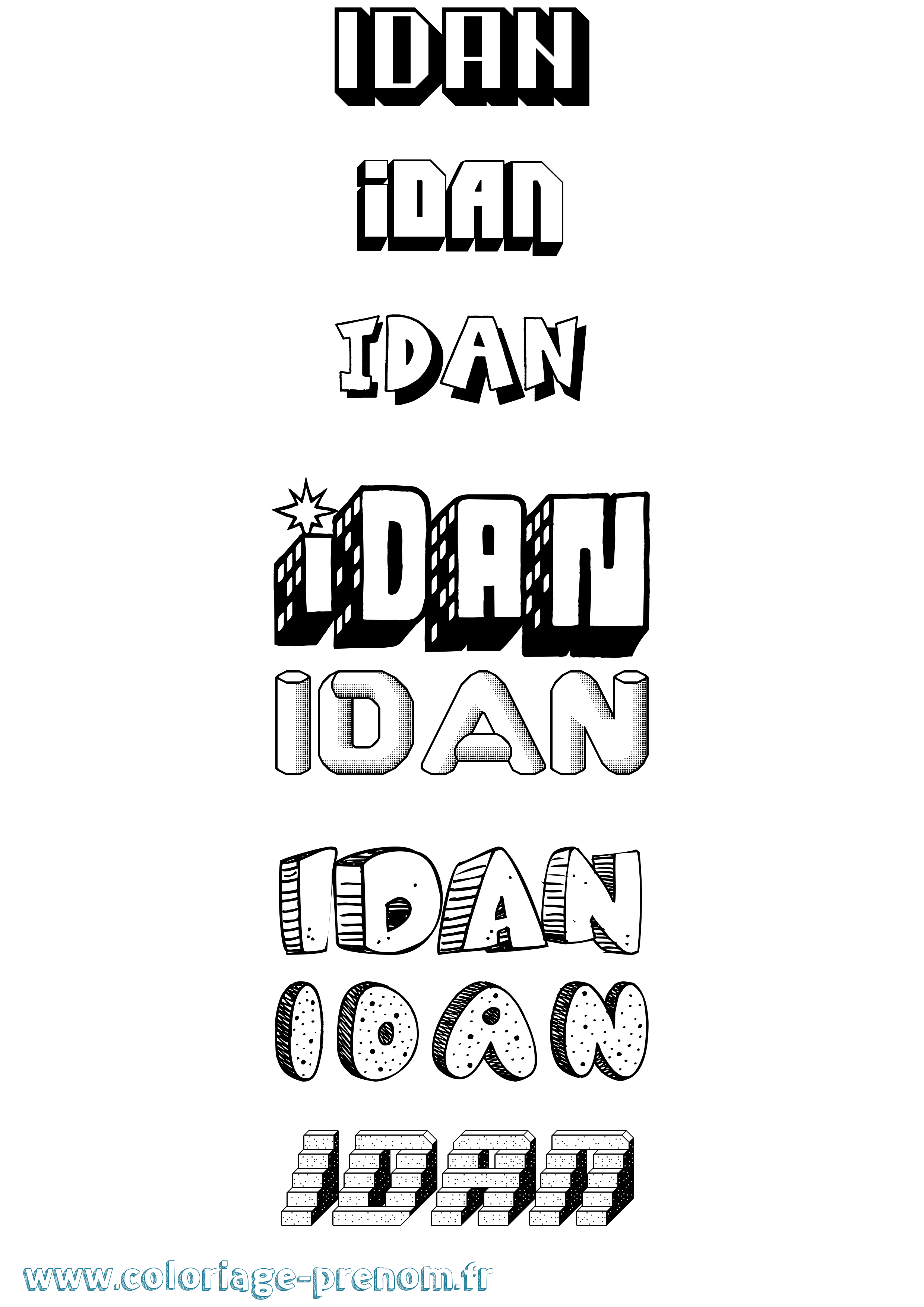 Coloriage Idan Coloriage prénom Idan