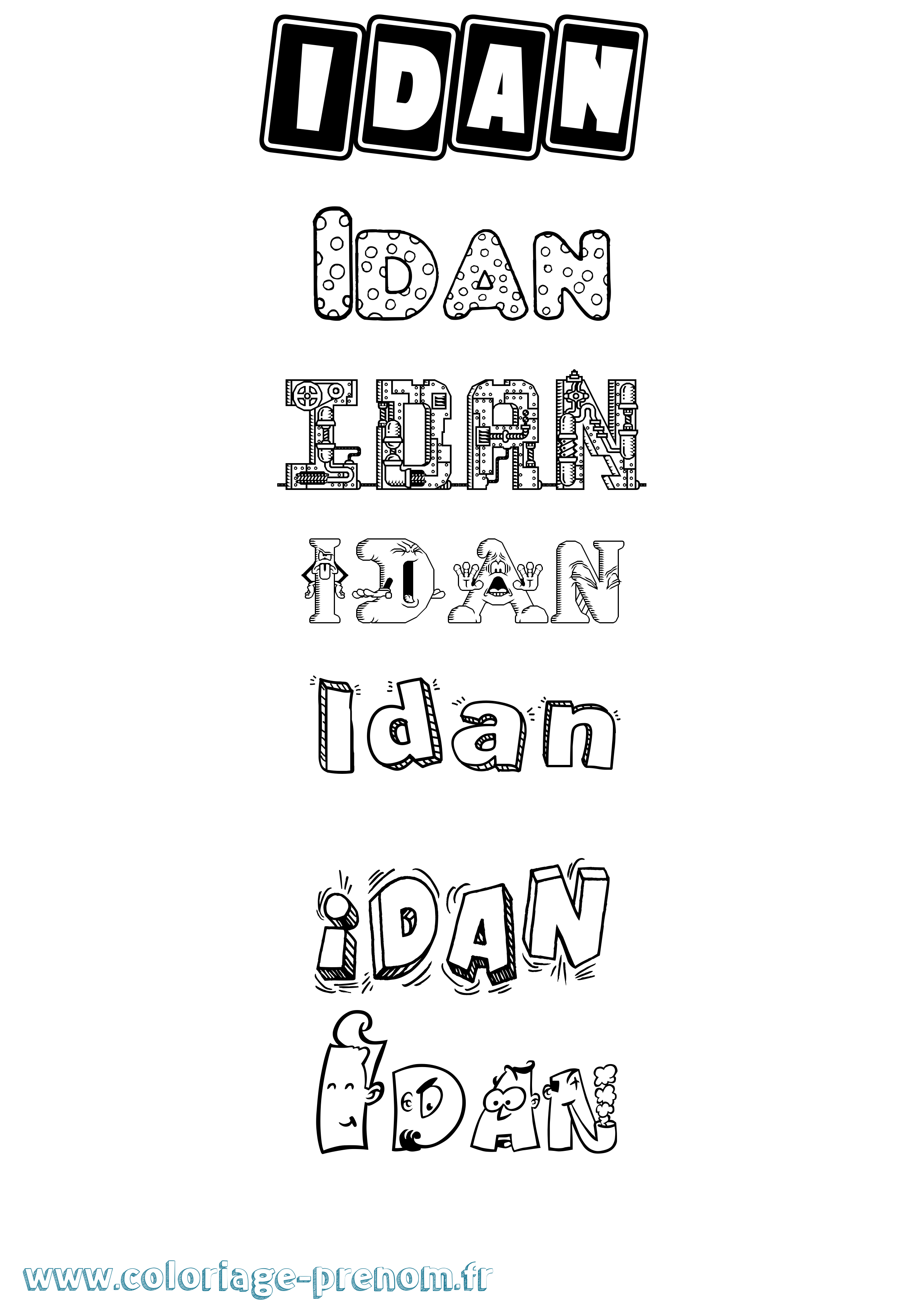 Coloriage Idan Coloriage prénom Idan
