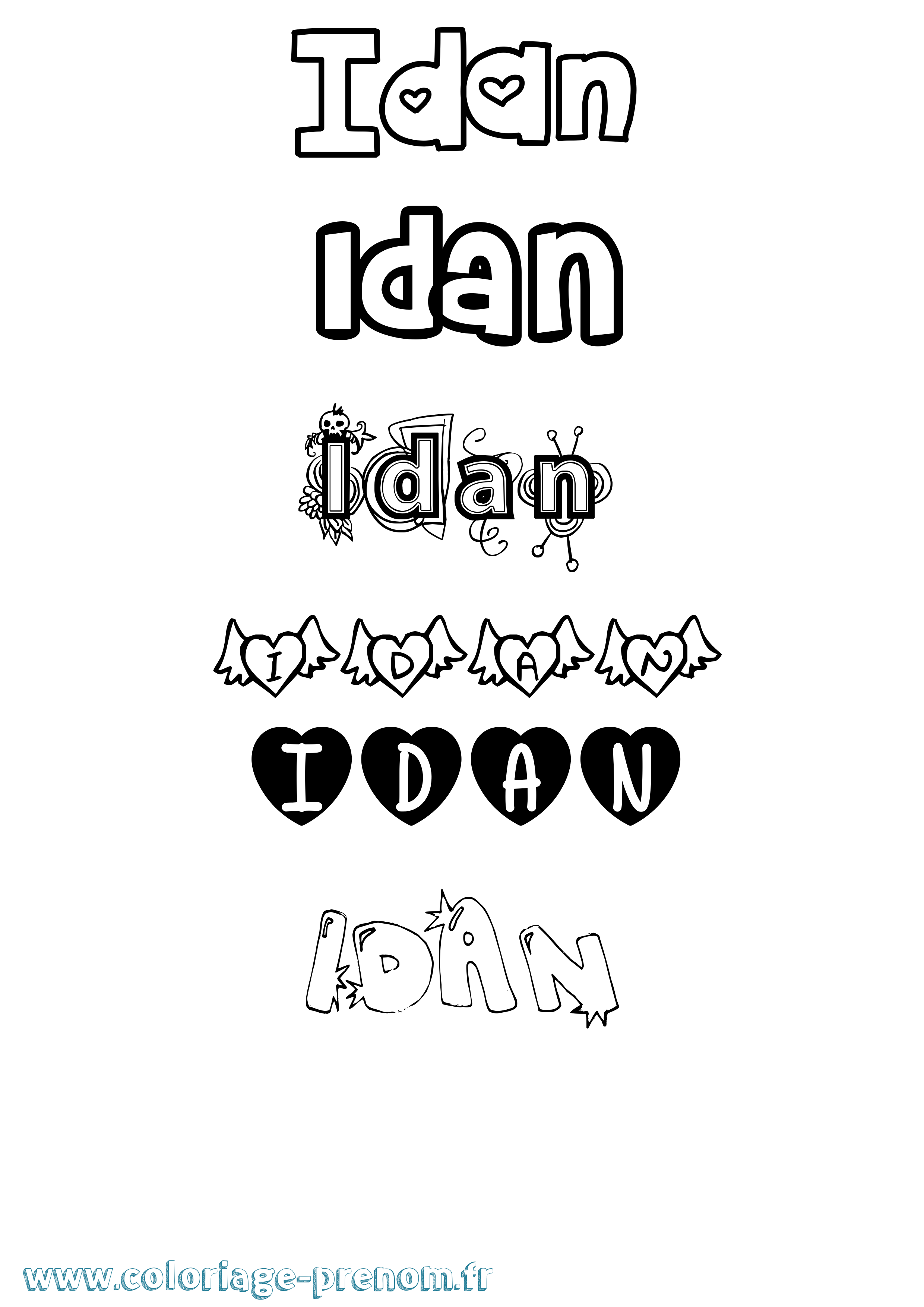 Coloriage Idan Coloriage prénom Idan