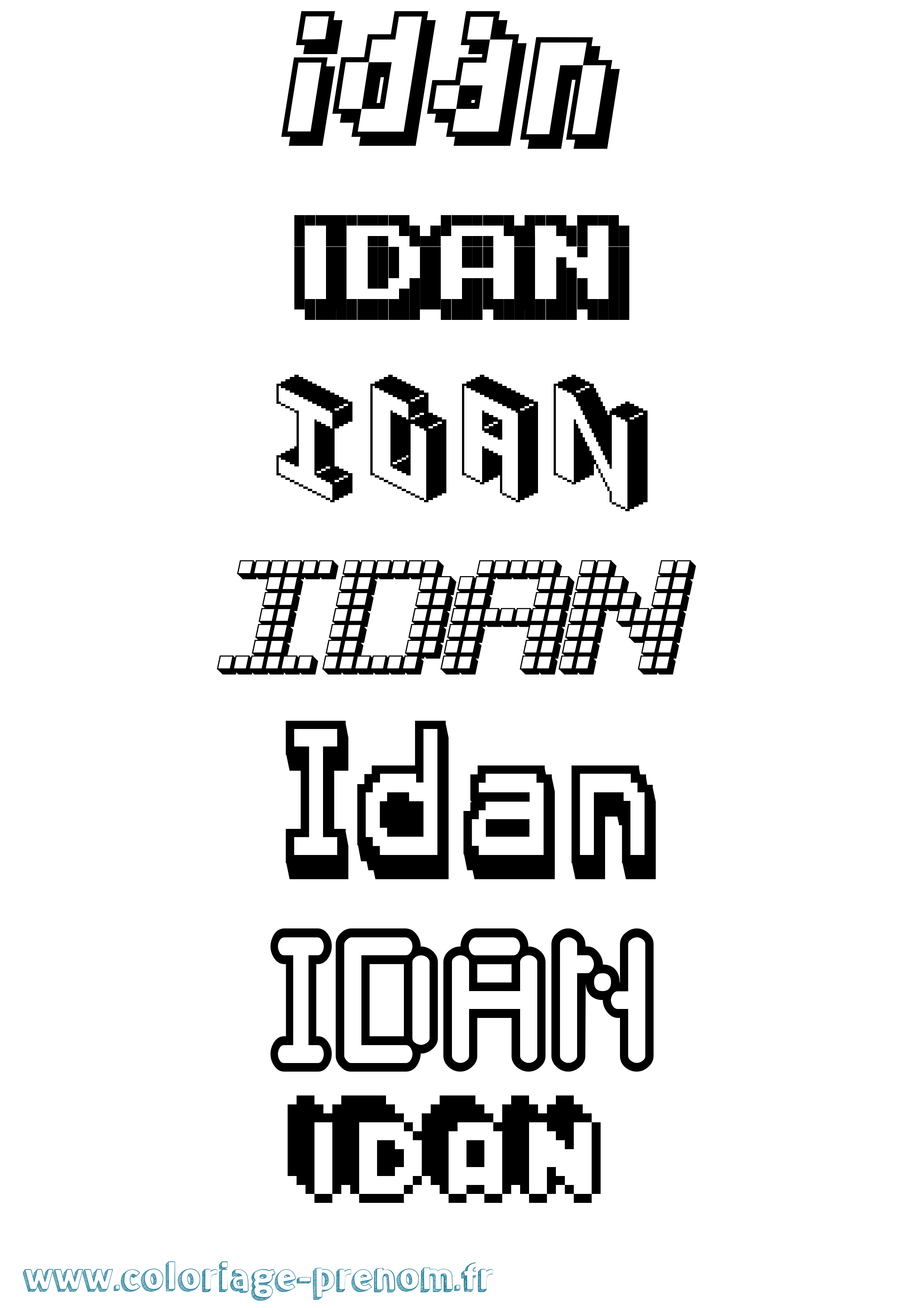 Coloriage Idan Coloriage prénom Idan