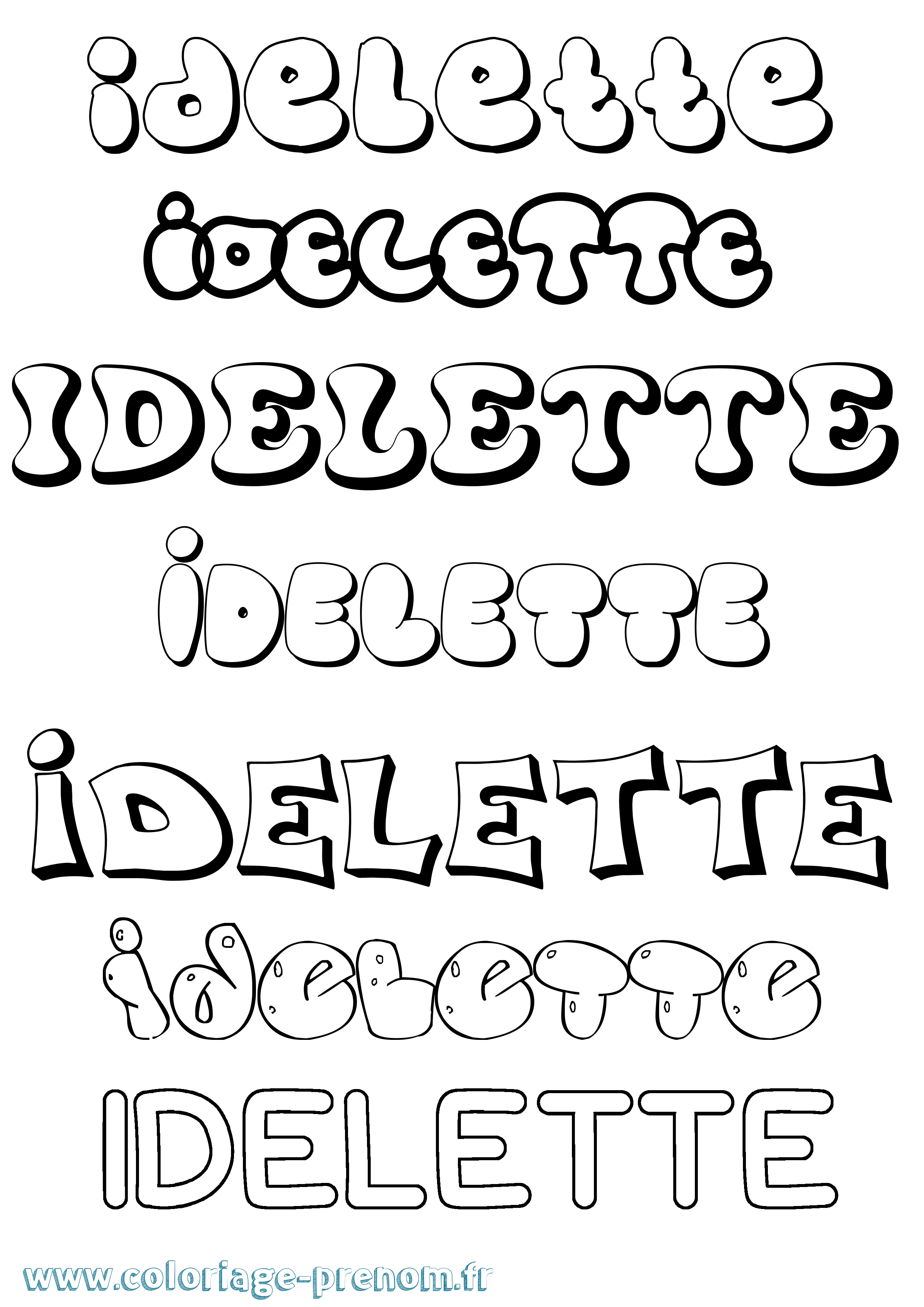 Coloriage Idelette Bubble Coloriage prénom Idelette Bubble