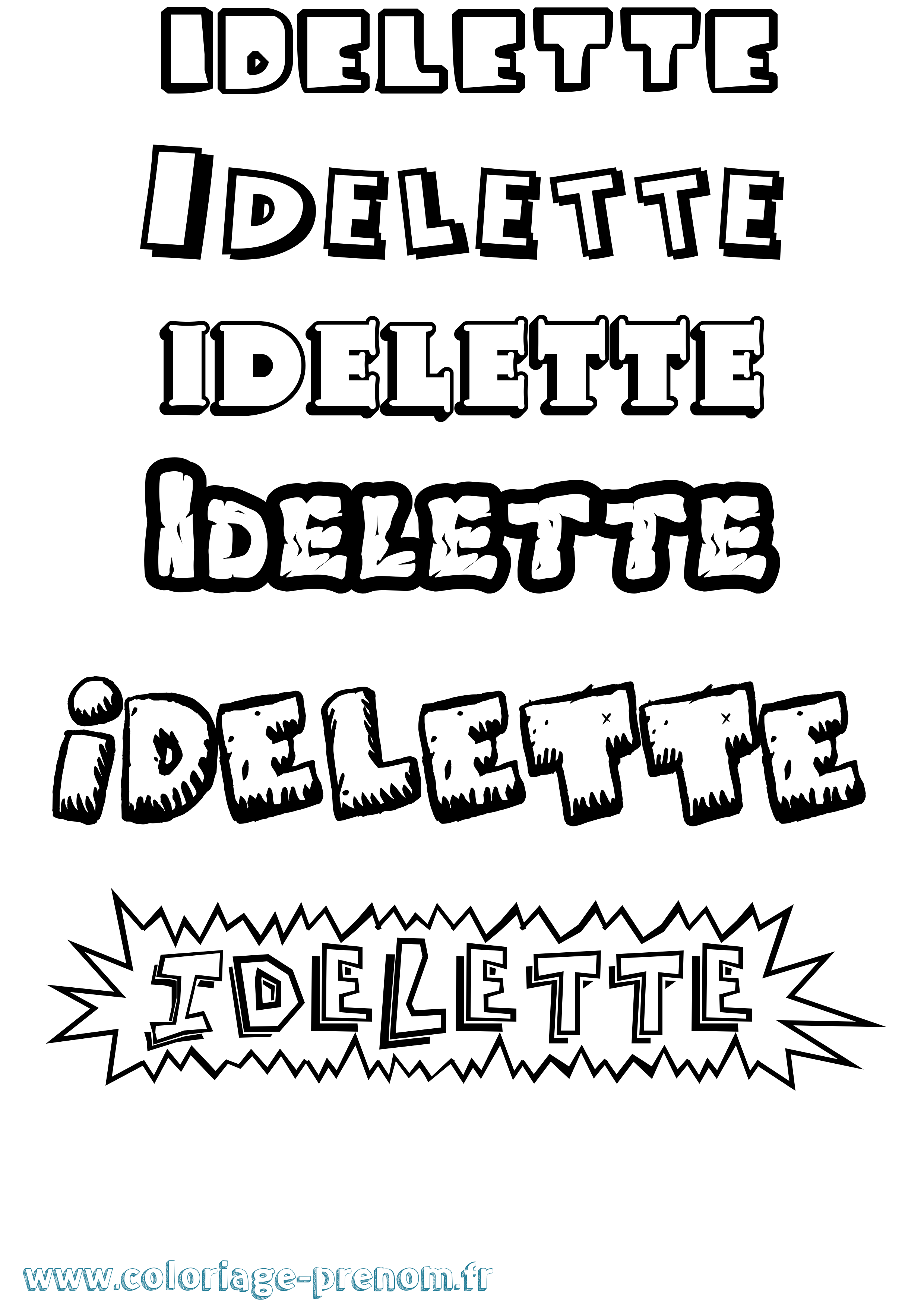 Coloriage Idelette Dessin Animé Coloriage prénom Idelette Dessin Animé