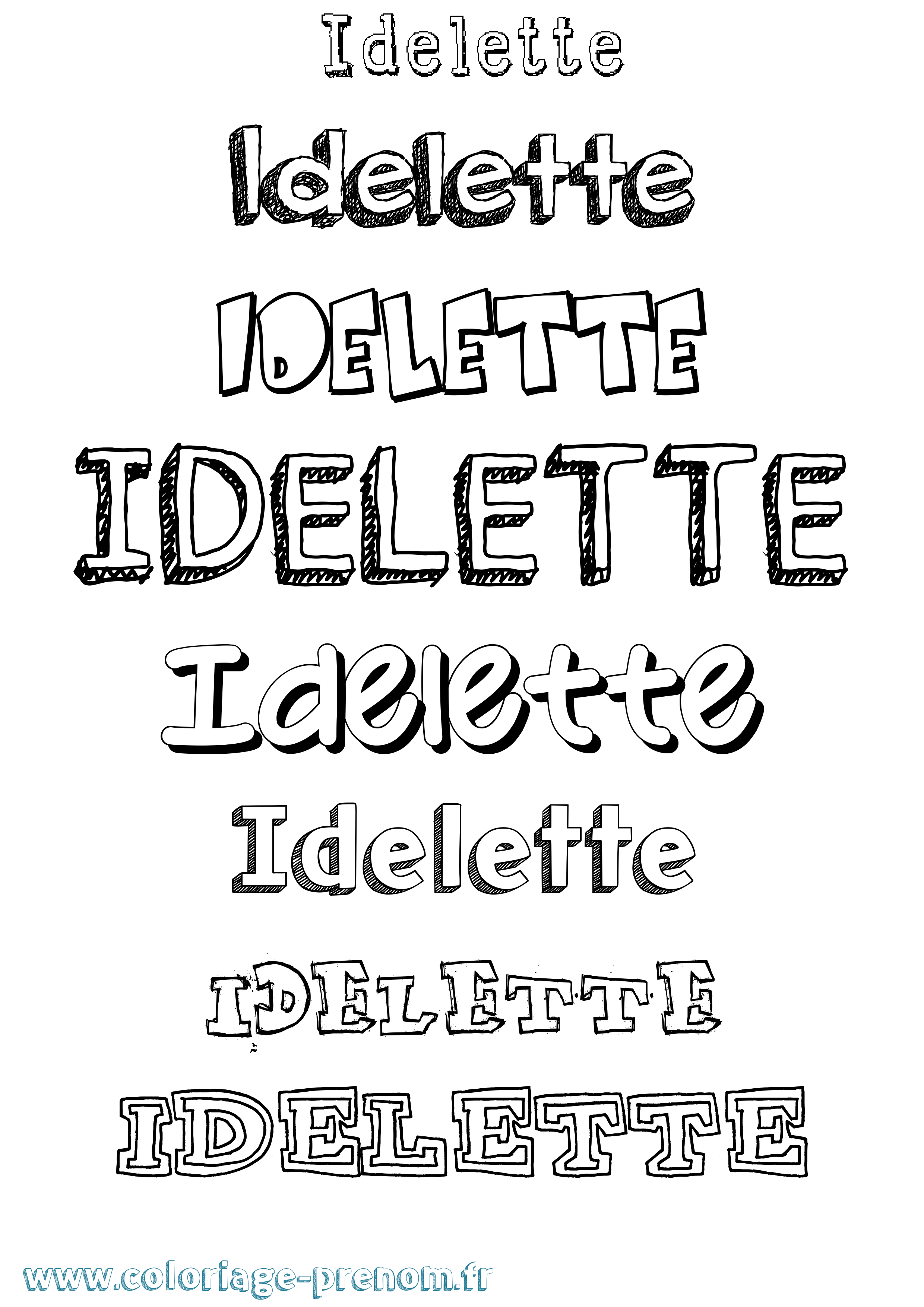 Coloriage Idelette Dessiné Coloriage prénom Idelette Dessiné