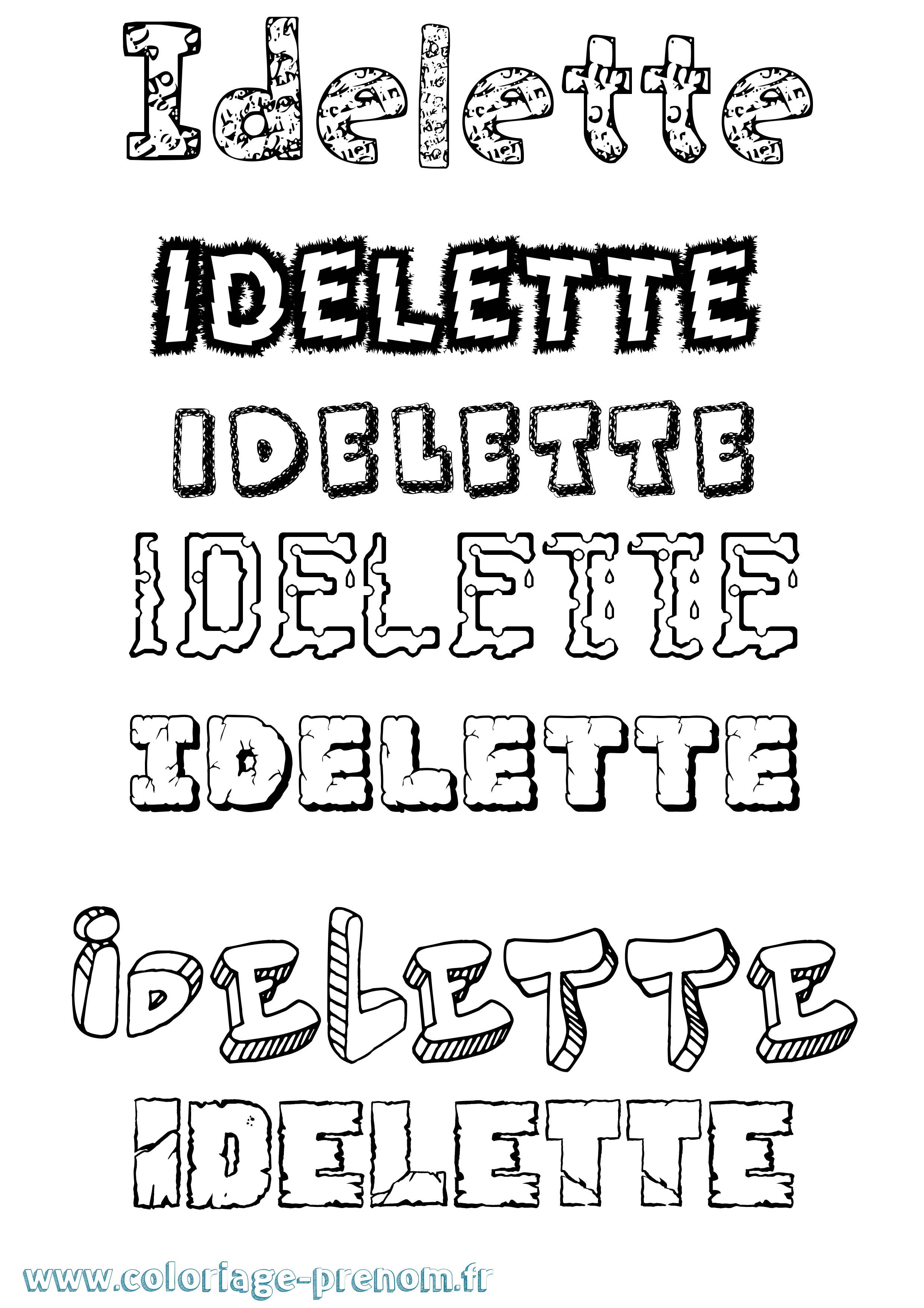 Coloriage Idelette Destructuré Coloriage prénom Idelette Destructuré