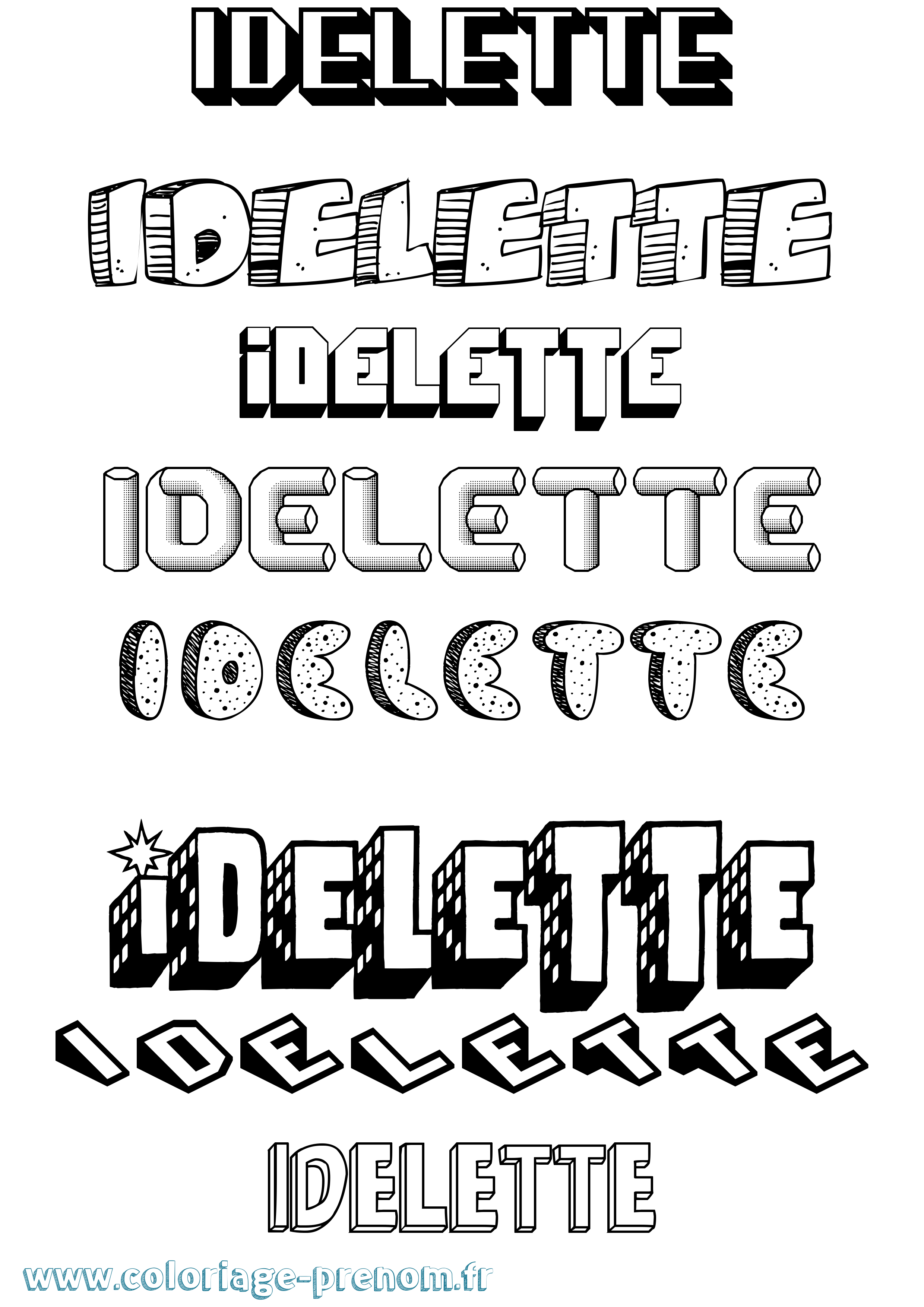 Coloriage Idelette Effet 3D Coloriage prénom Idelette Effet 3D