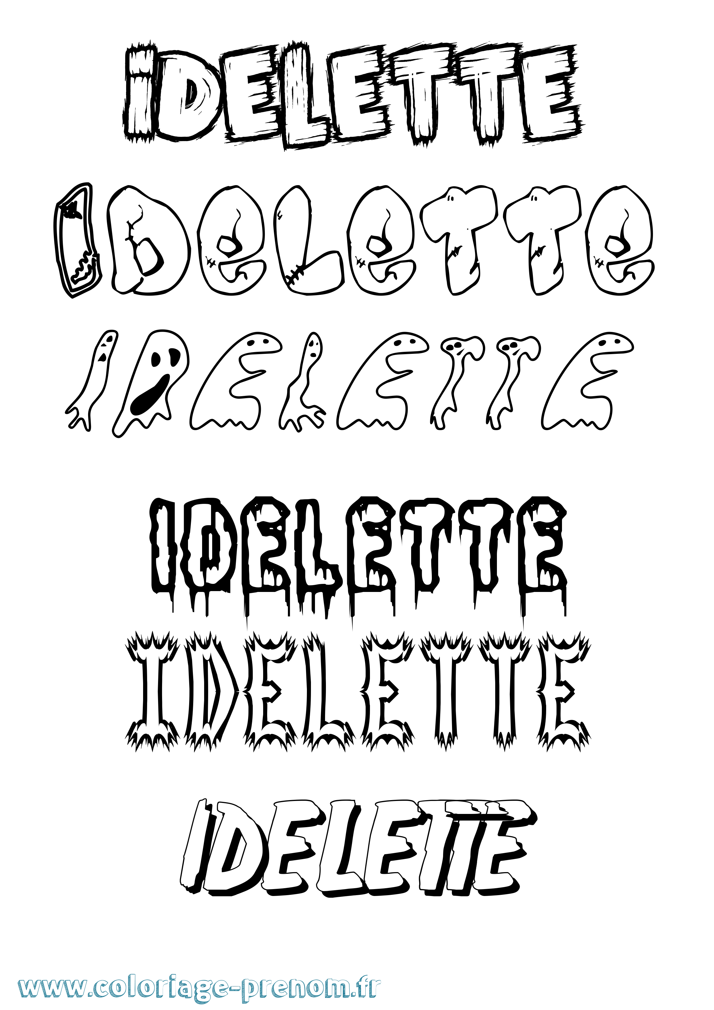 Coloriage Idelette Frisson Coloriage prénom Idelette Frisson
