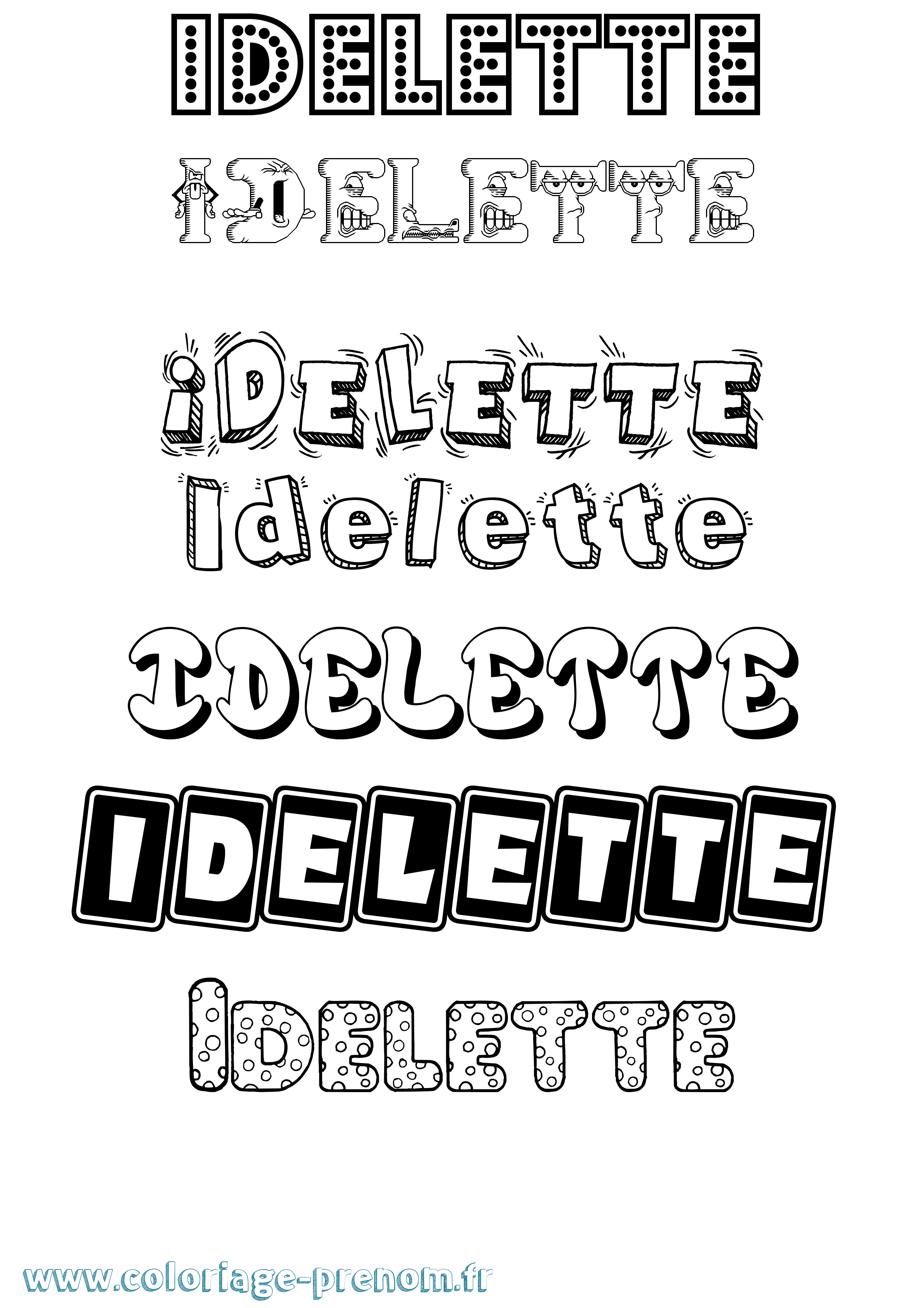 Coloriage Idelette Fun Coloriage prénom Idelette Fun