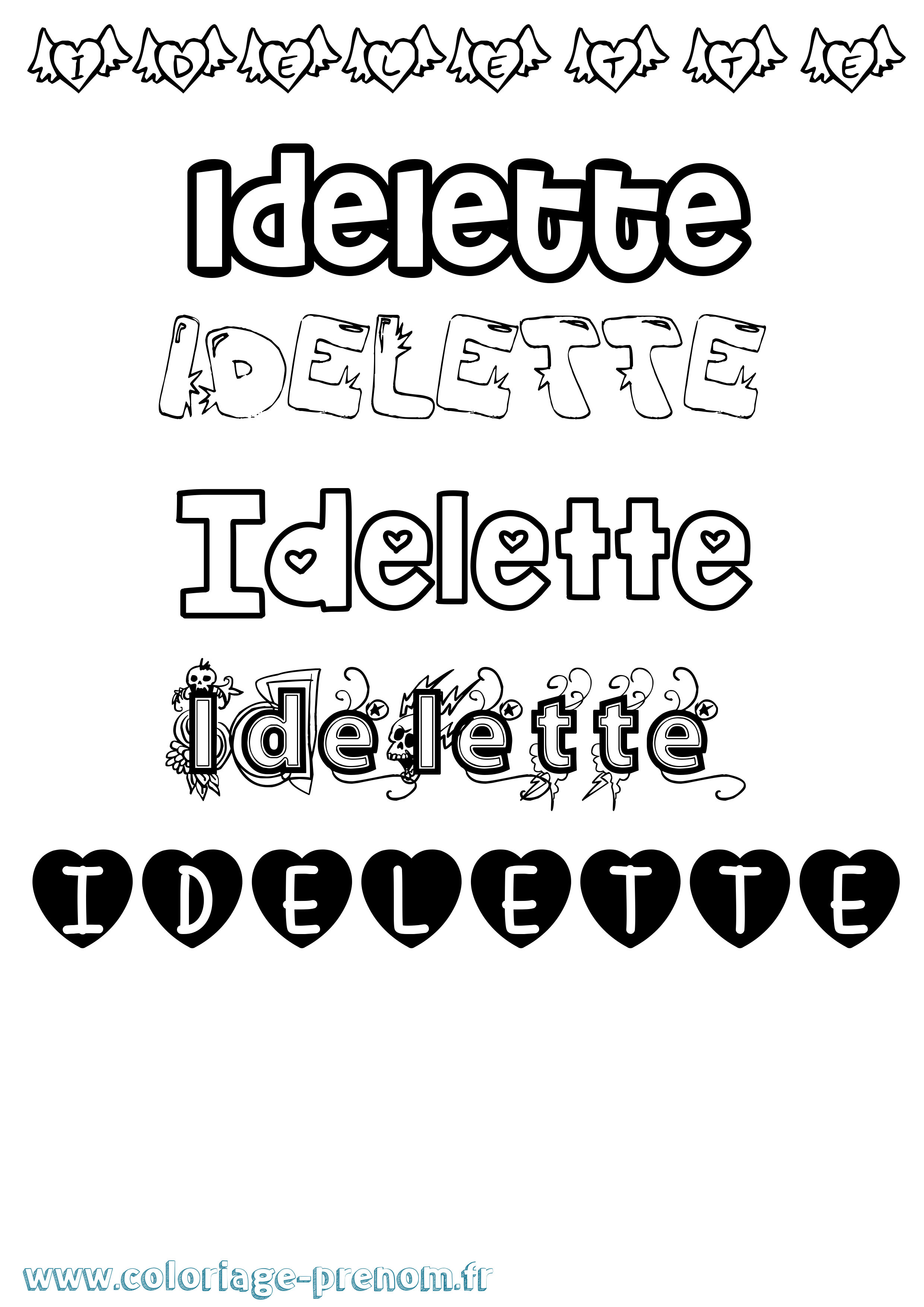 Coloriage Idelette Girly Coloriage prénom Idelette Girly