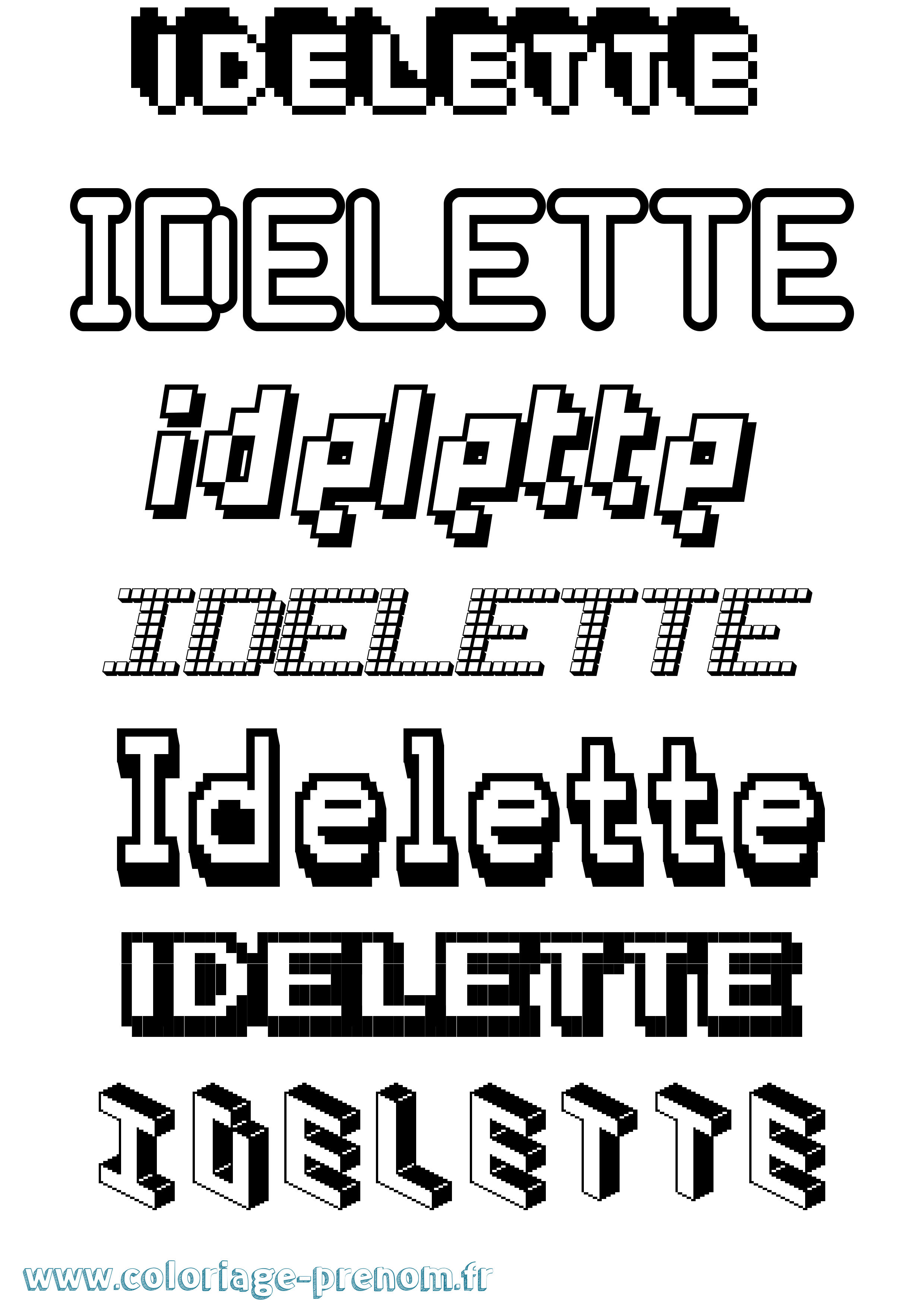 Coloriage Idelette Pixel Coloriage prénom Idelette Pixel