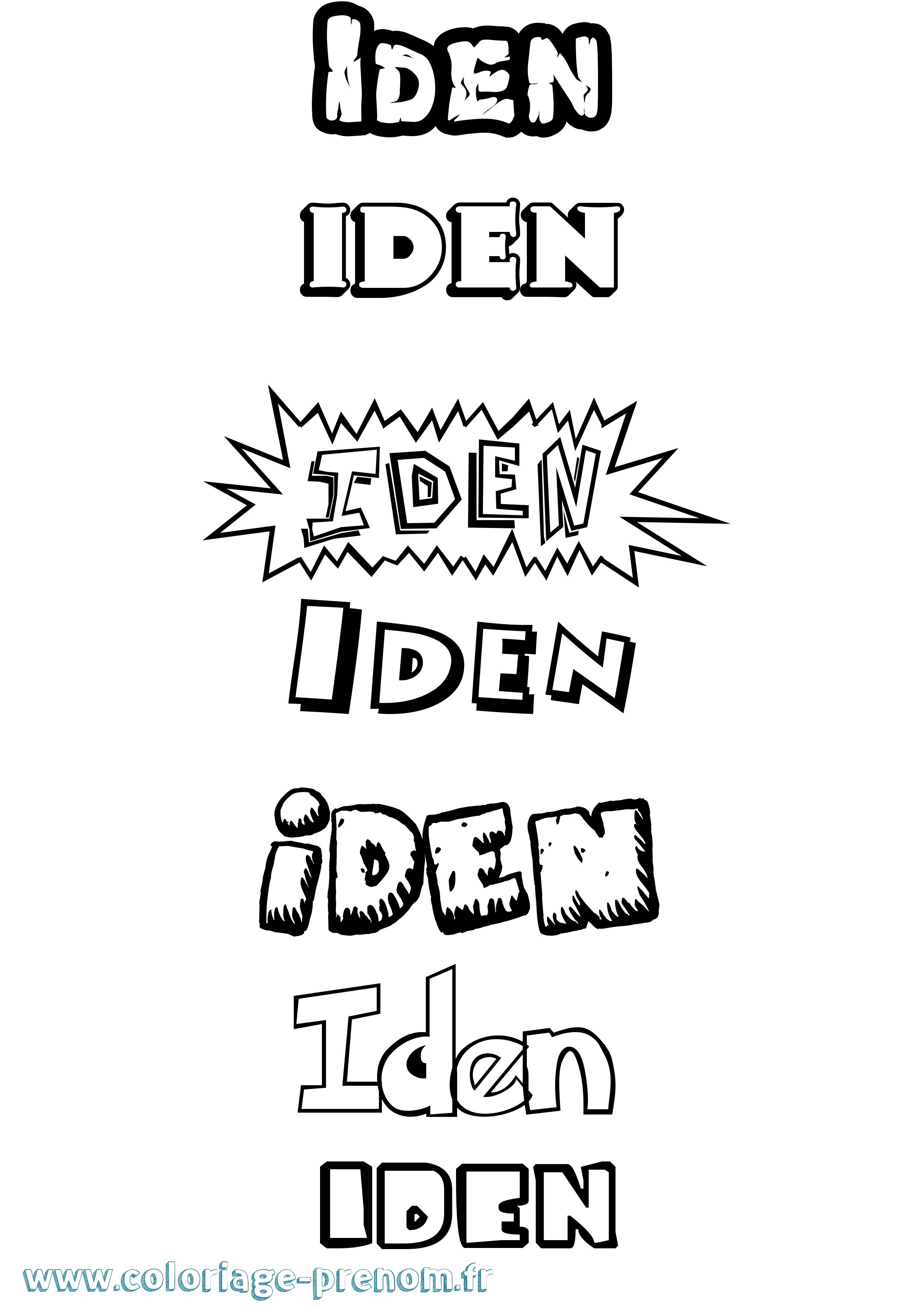 Coloriage Iden Dessin Animé Coloriage prénom Iden Dessin Animé