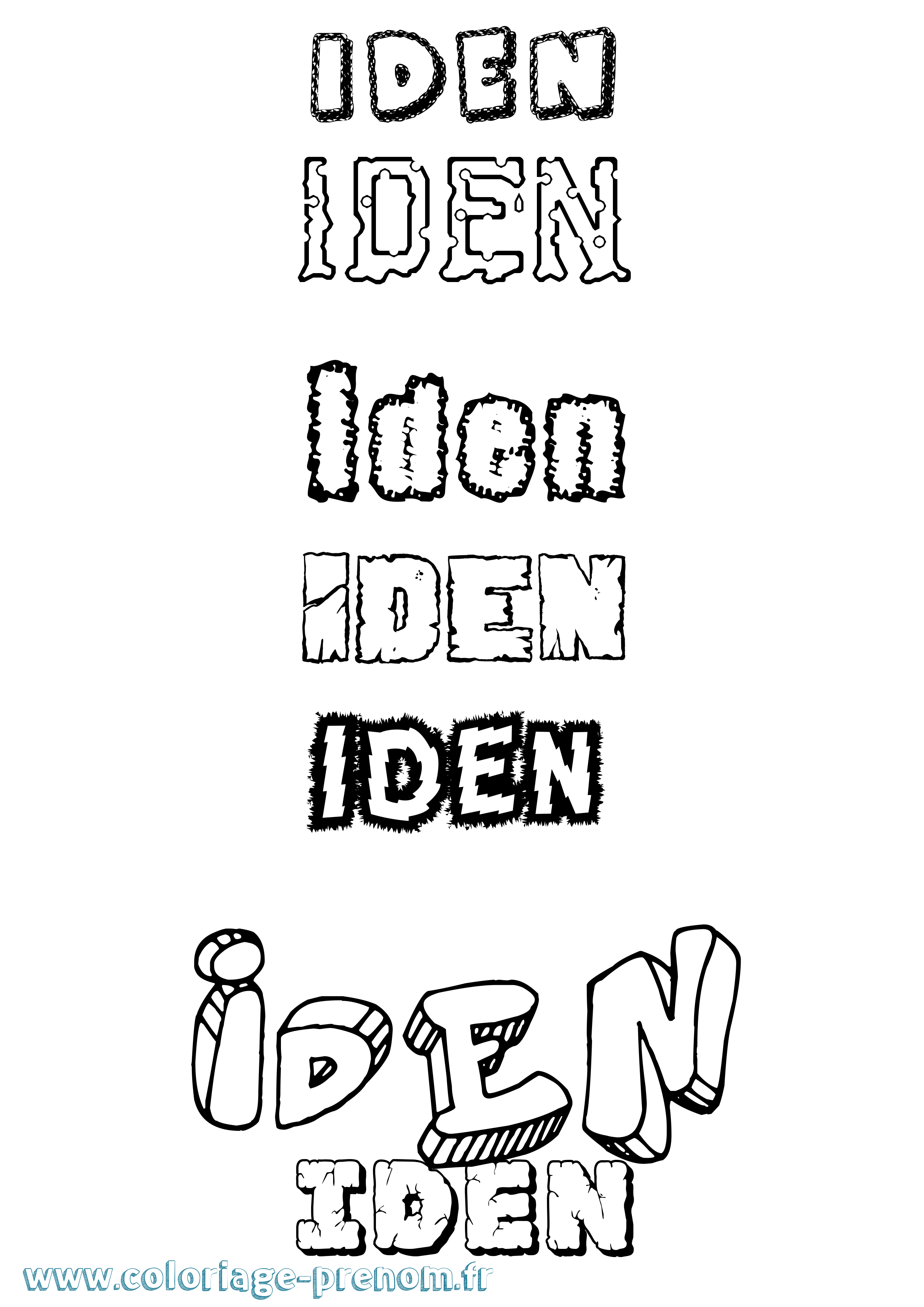 Coloriage Iden Destructuré Coloriage prénom Iden Destructuré