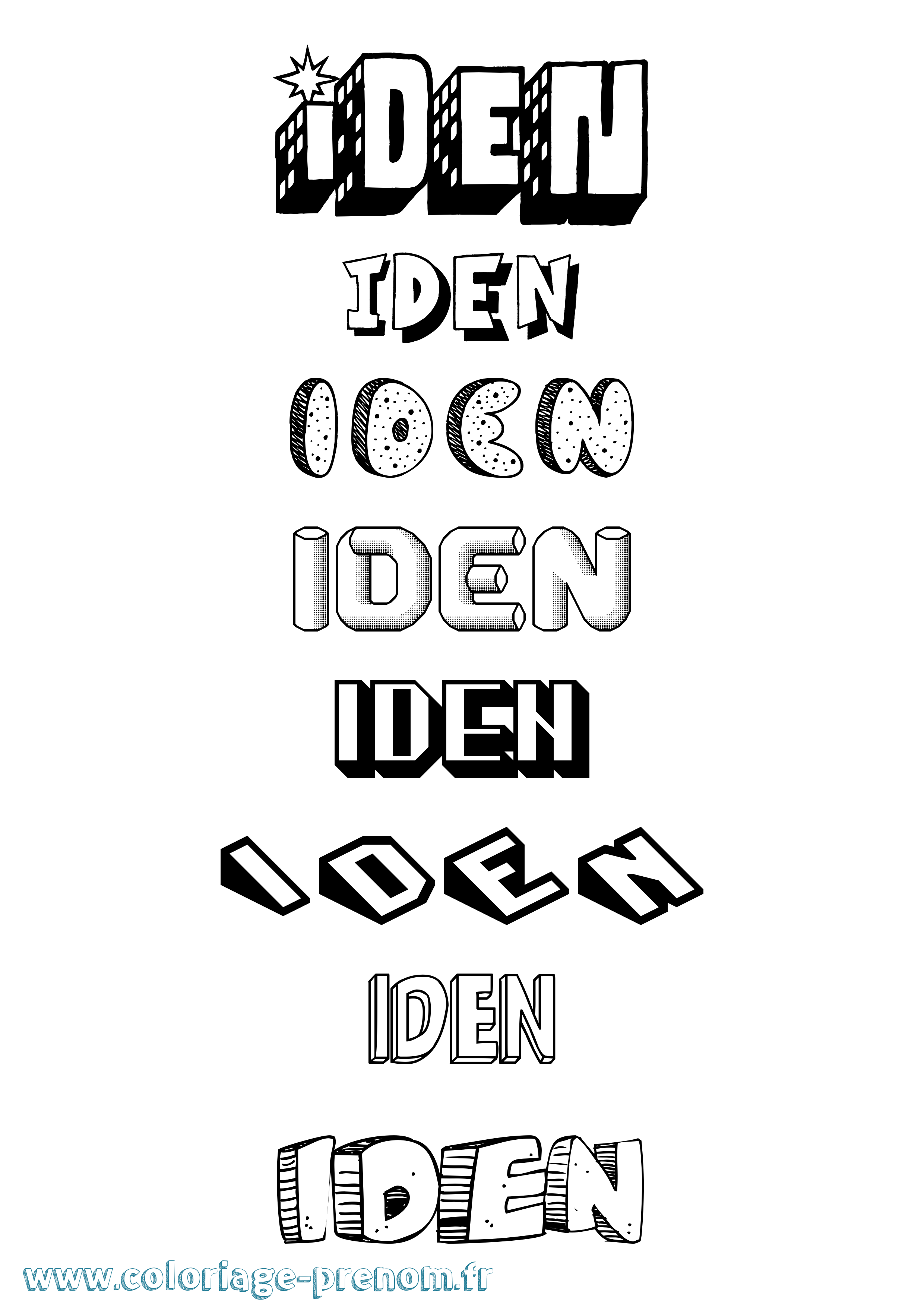 Coloriage Iden Effet 3D Coloriage prénom Iden Effet 3D