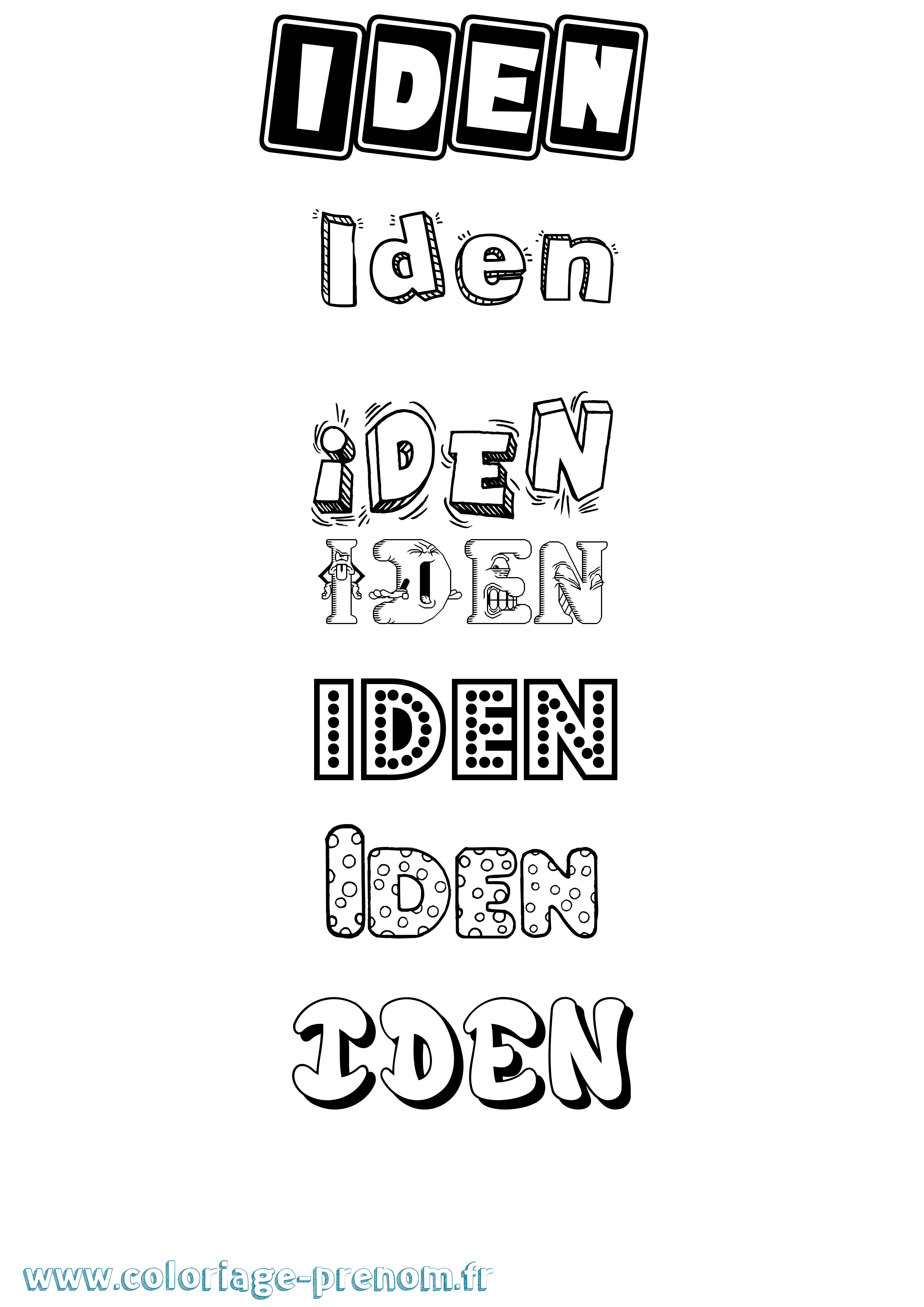 Coloriage Iden Fun Coloriage prénom Iden Fun