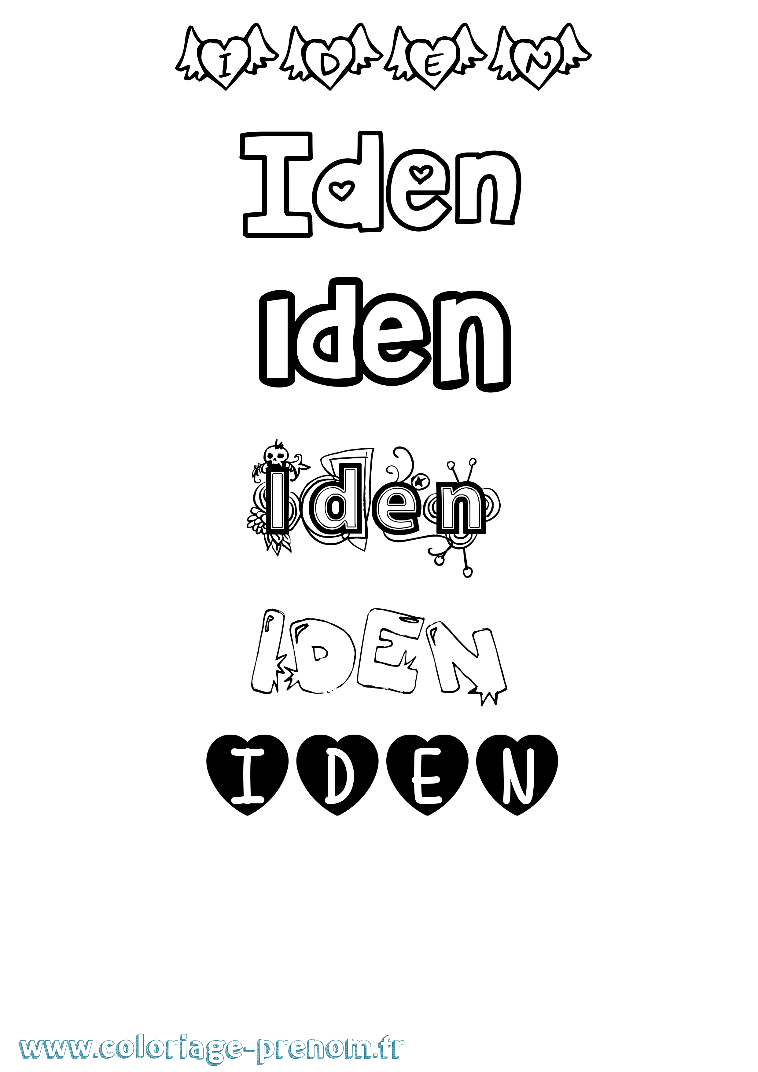 Coloriage Iden Girly Coloriage prénom Iden Girly