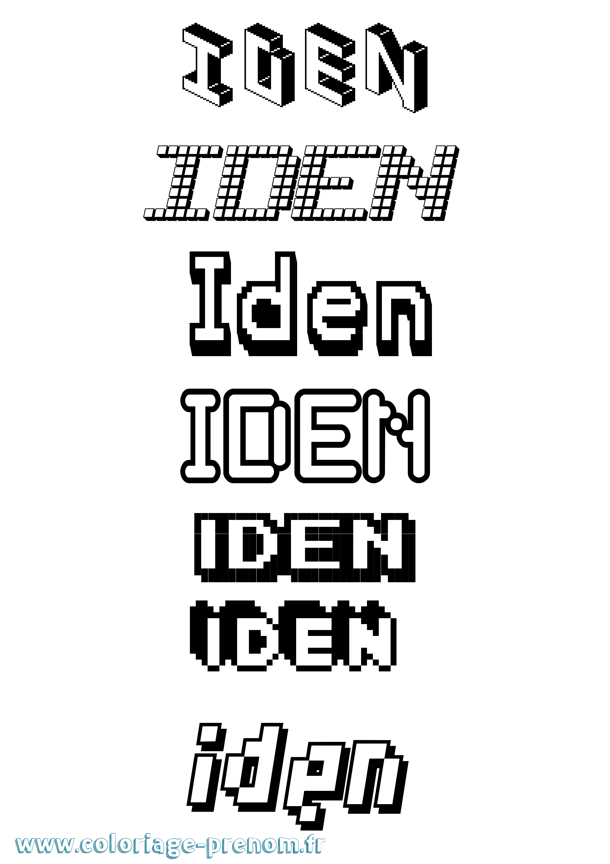 Coloriage Iden Pixel Coloriage prénom Iden Pixel