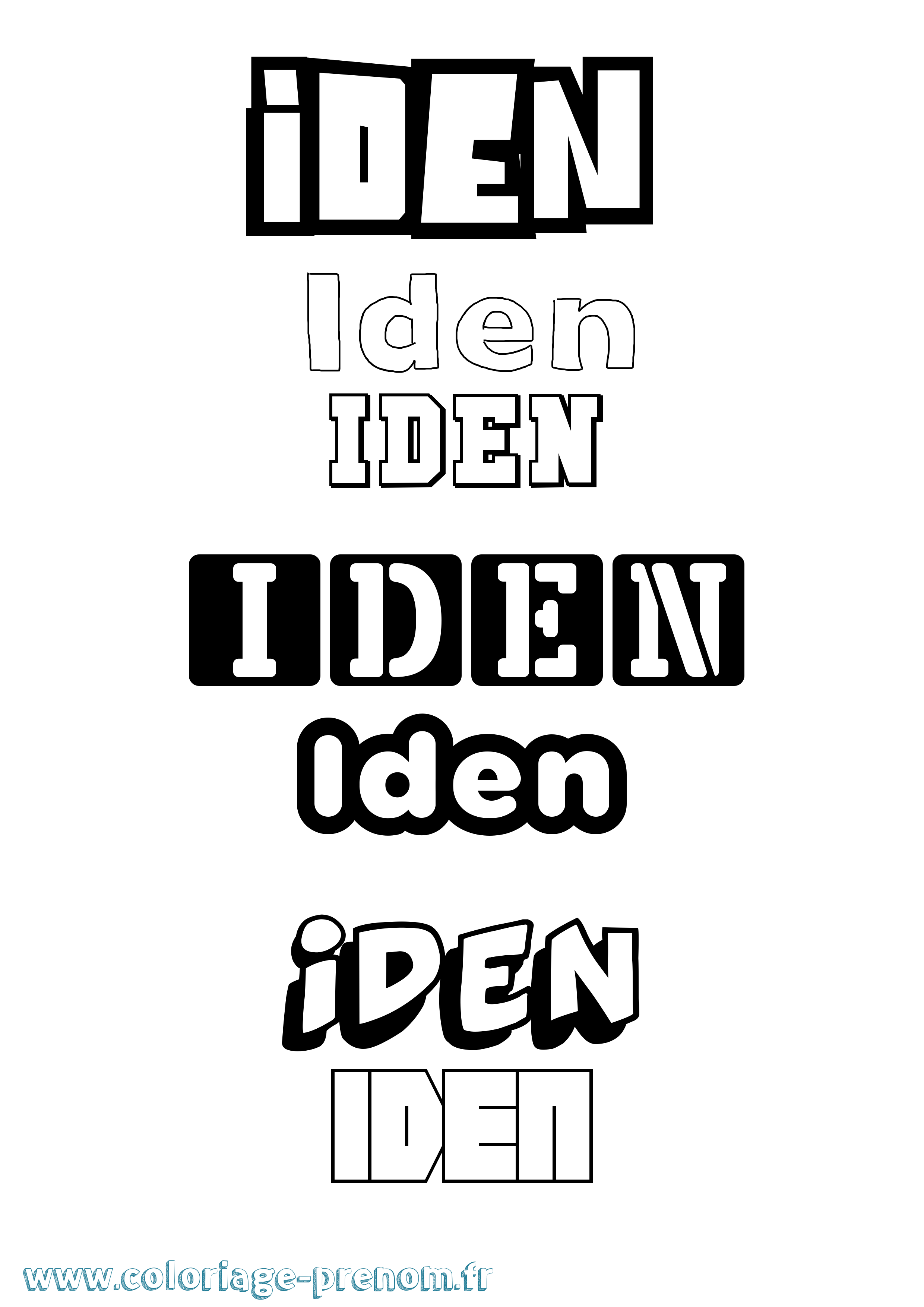 Coloriage Iden Simple Coloriage prénom Iden Simple