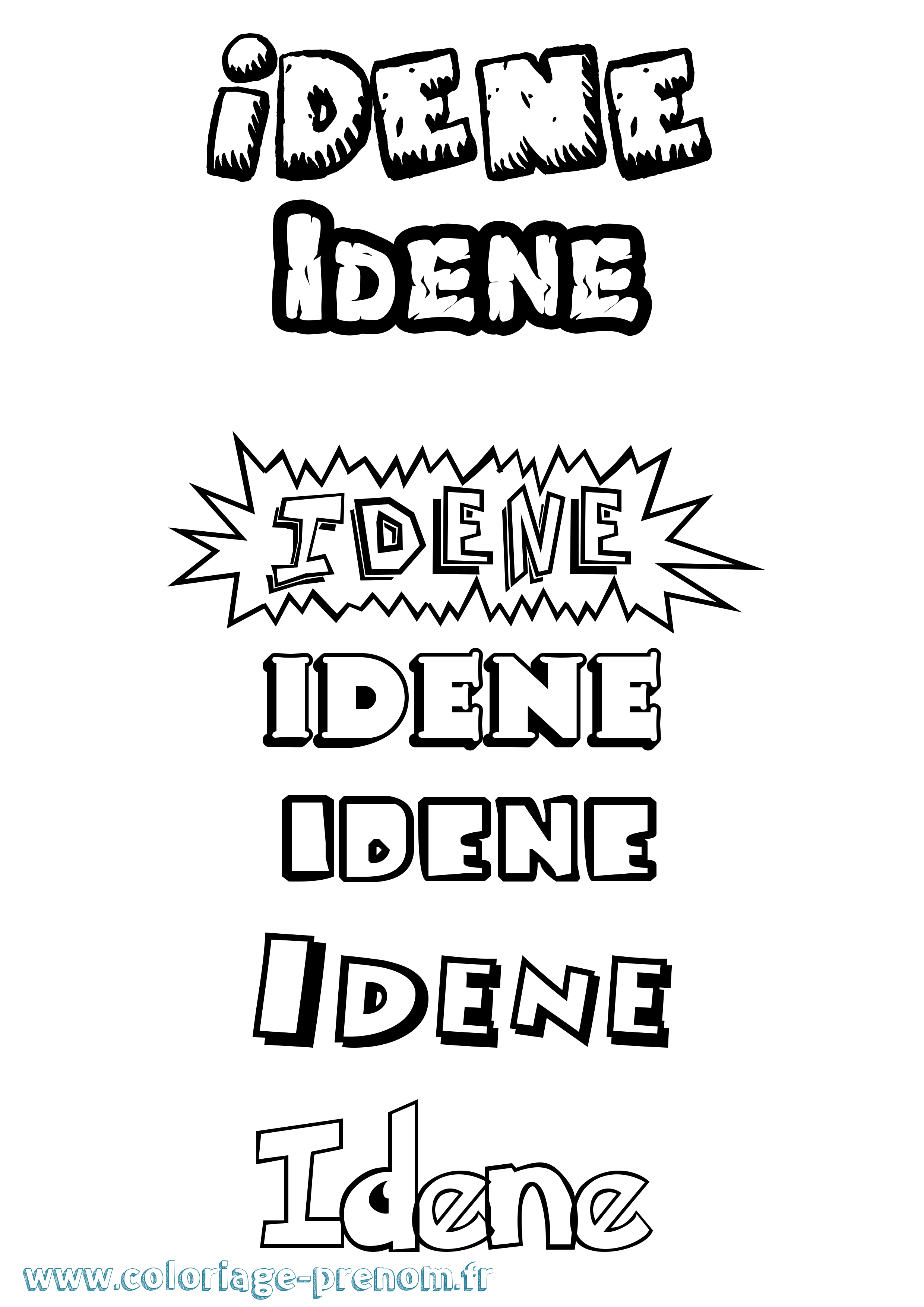 Coloriage Idene Dessin Animé Coloriage prénom Idene Dessin Animé