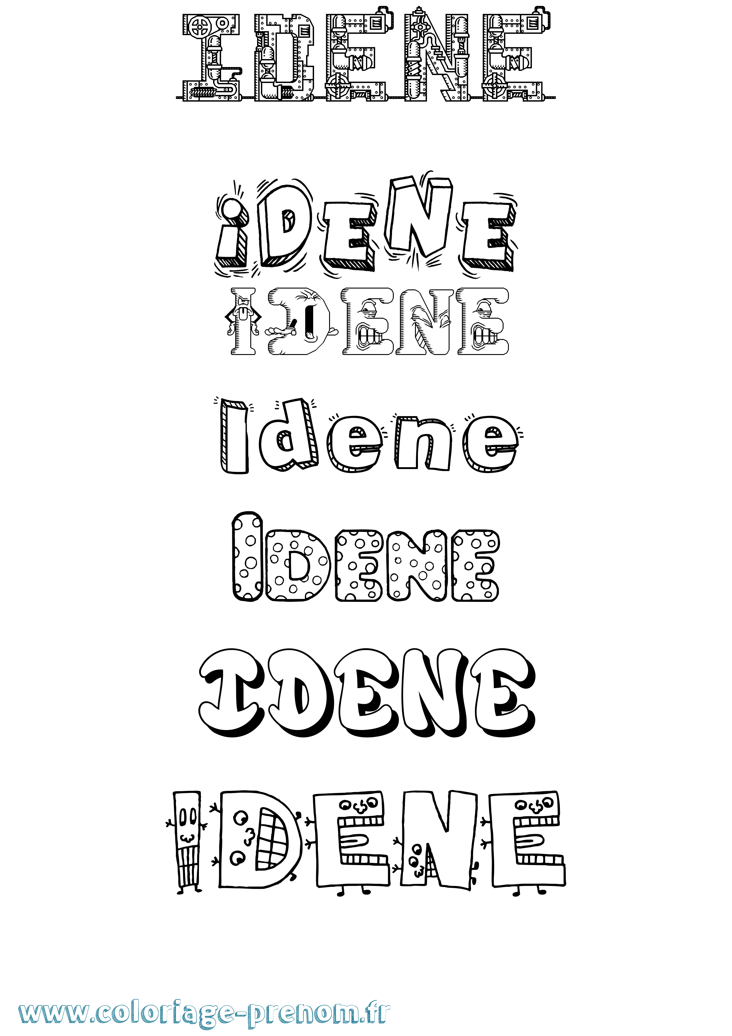 Coloriage Idene Fun Coloriage prénom Idene Fun