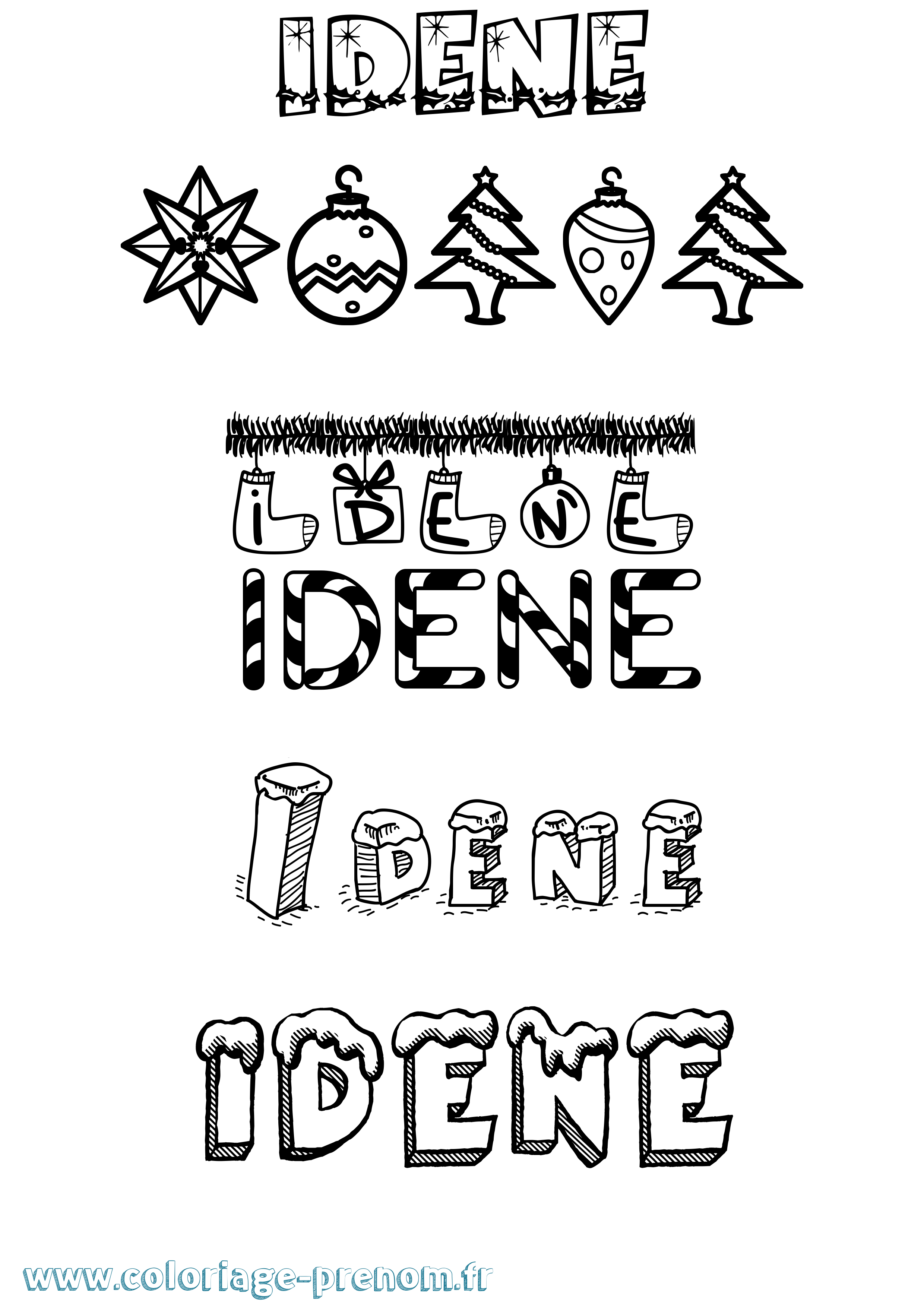 Coloriage Idene Noël Coloriage prénom Idene Noël