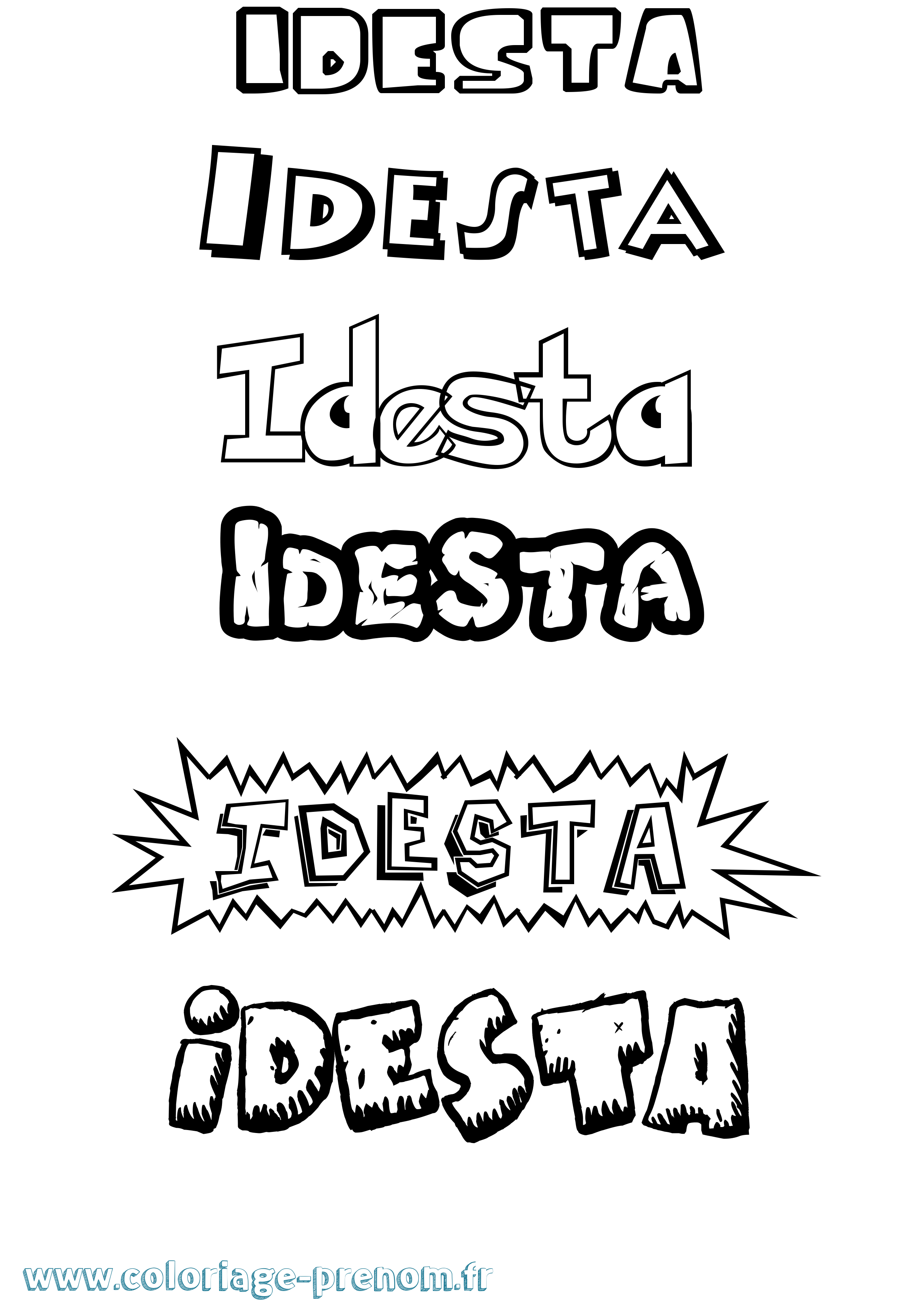 Coloriage Idesta Dessin Animé Coloriage prénom Idesta Dessin Animé