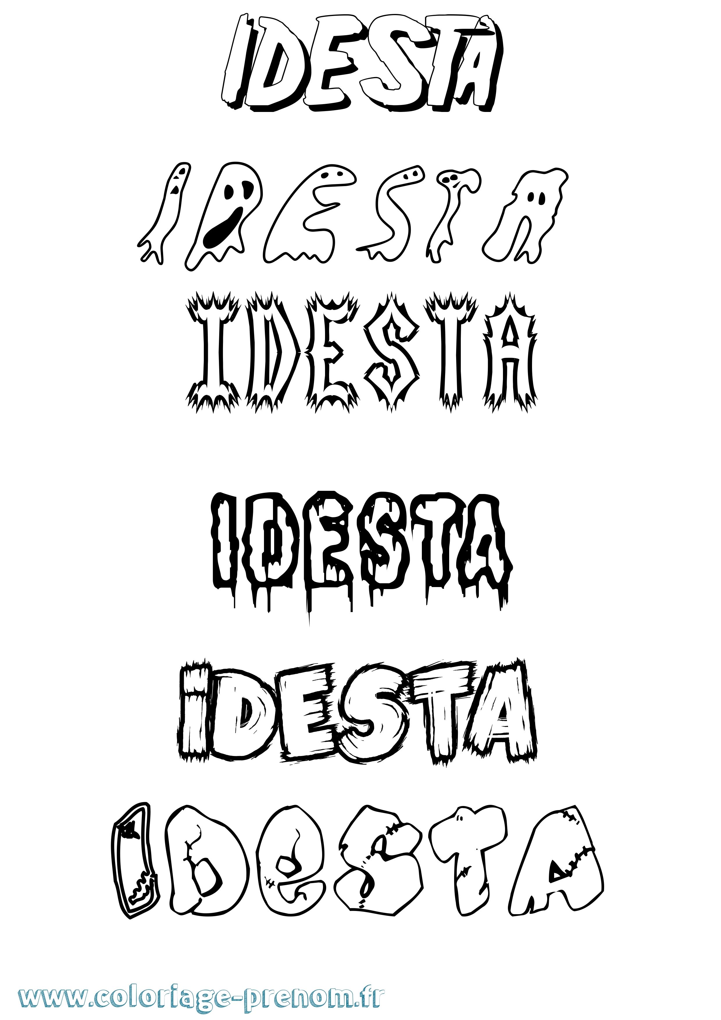 Coloriage Idesta Frisson Coloriage prénom Idesta Frisson