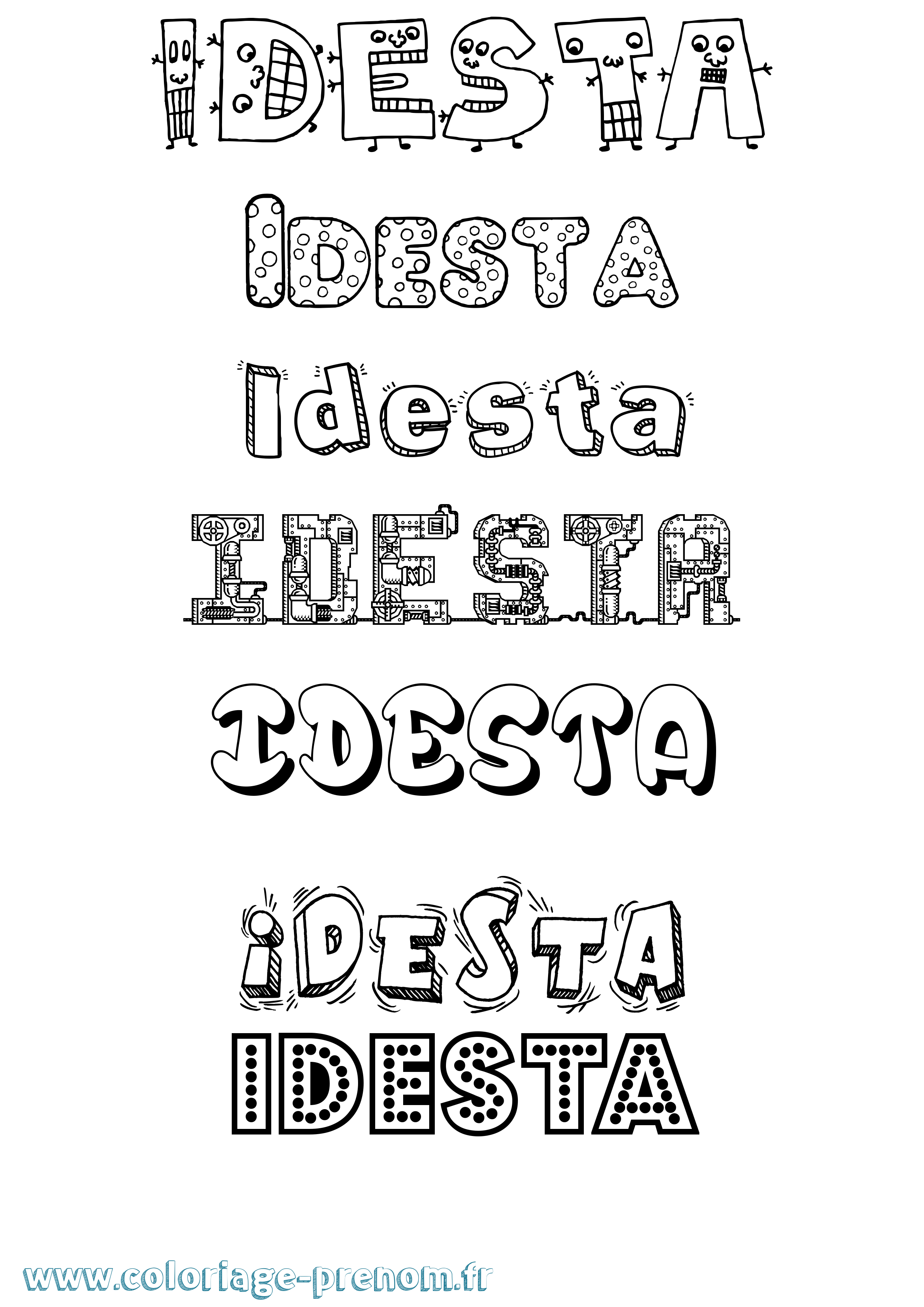 Coloriage Idesta Fun Coloriage prénom Idesta Fun