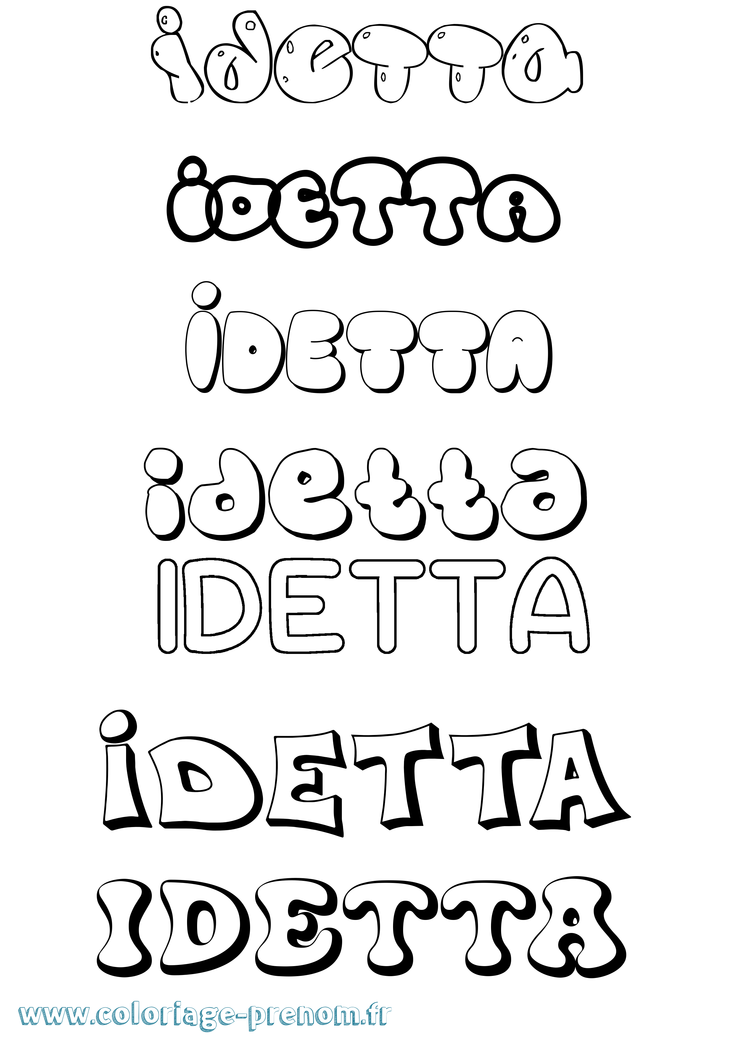 Coloriage Idetta Bubble Coloriage prénom Idetta Bubble