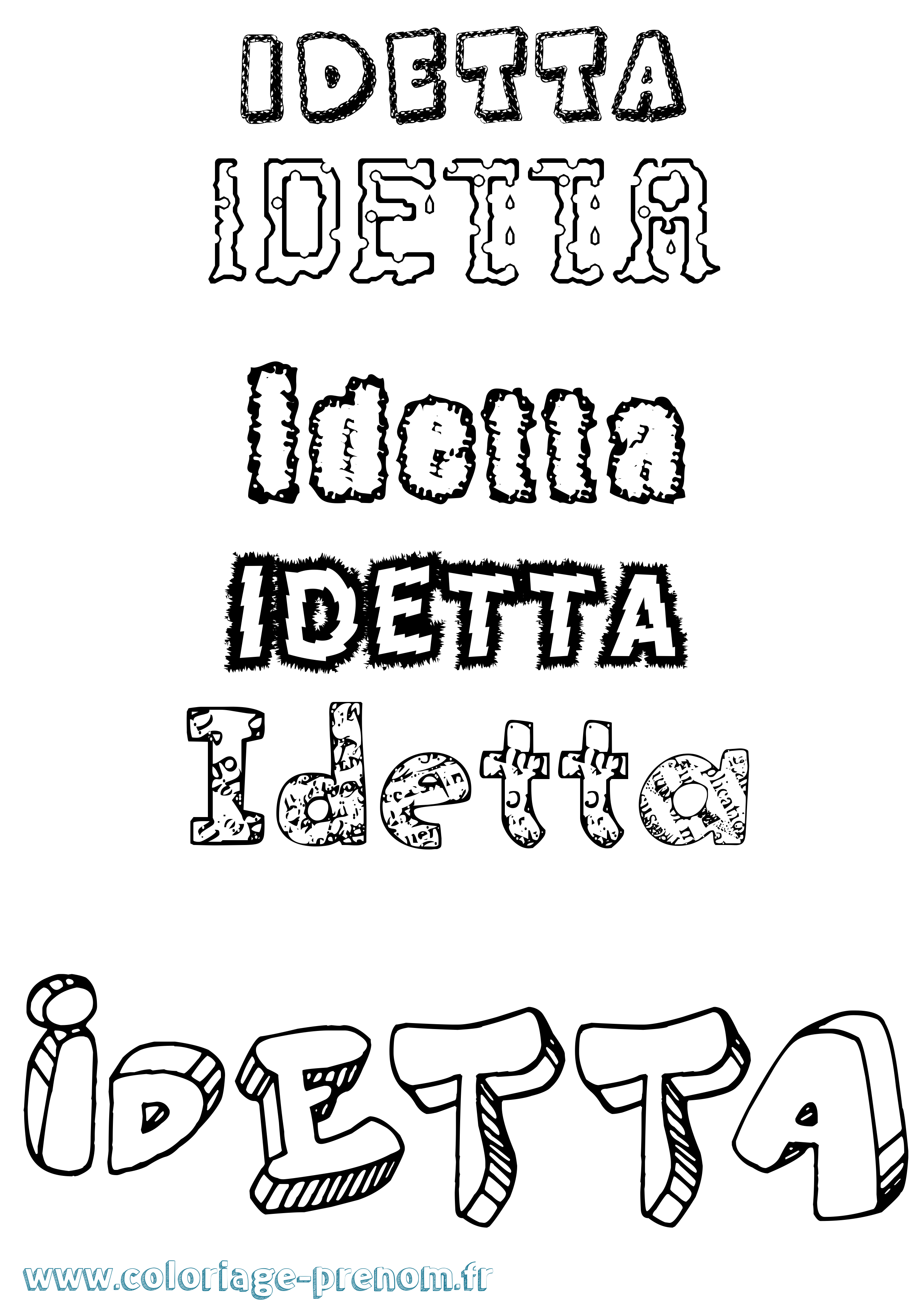 Coloriage Idetta Destructuré Coloriage prénom Idetta Destructuré