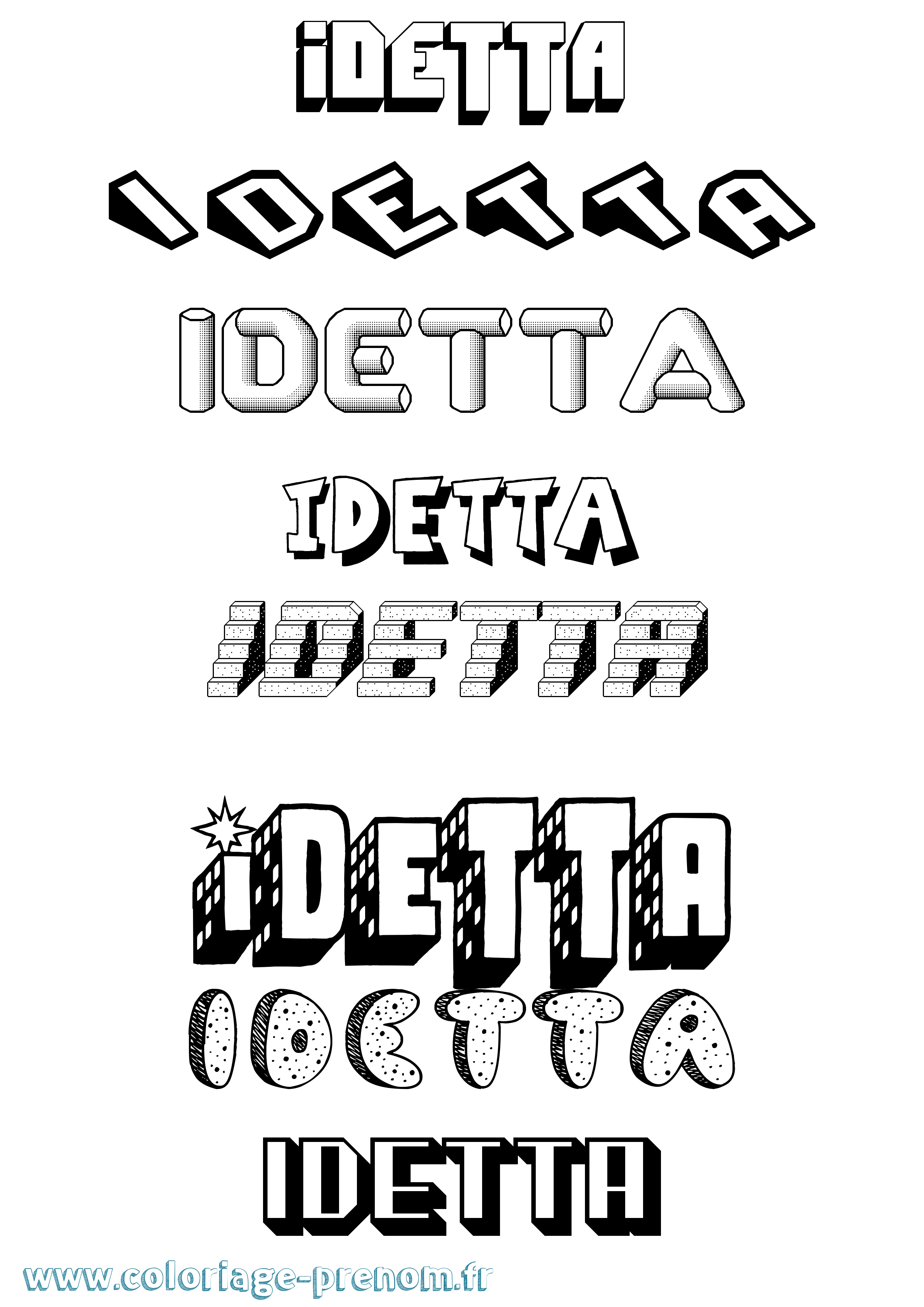 Coloriage Idetta Effet 3D Coloriage prénom Idetta Effet 3D