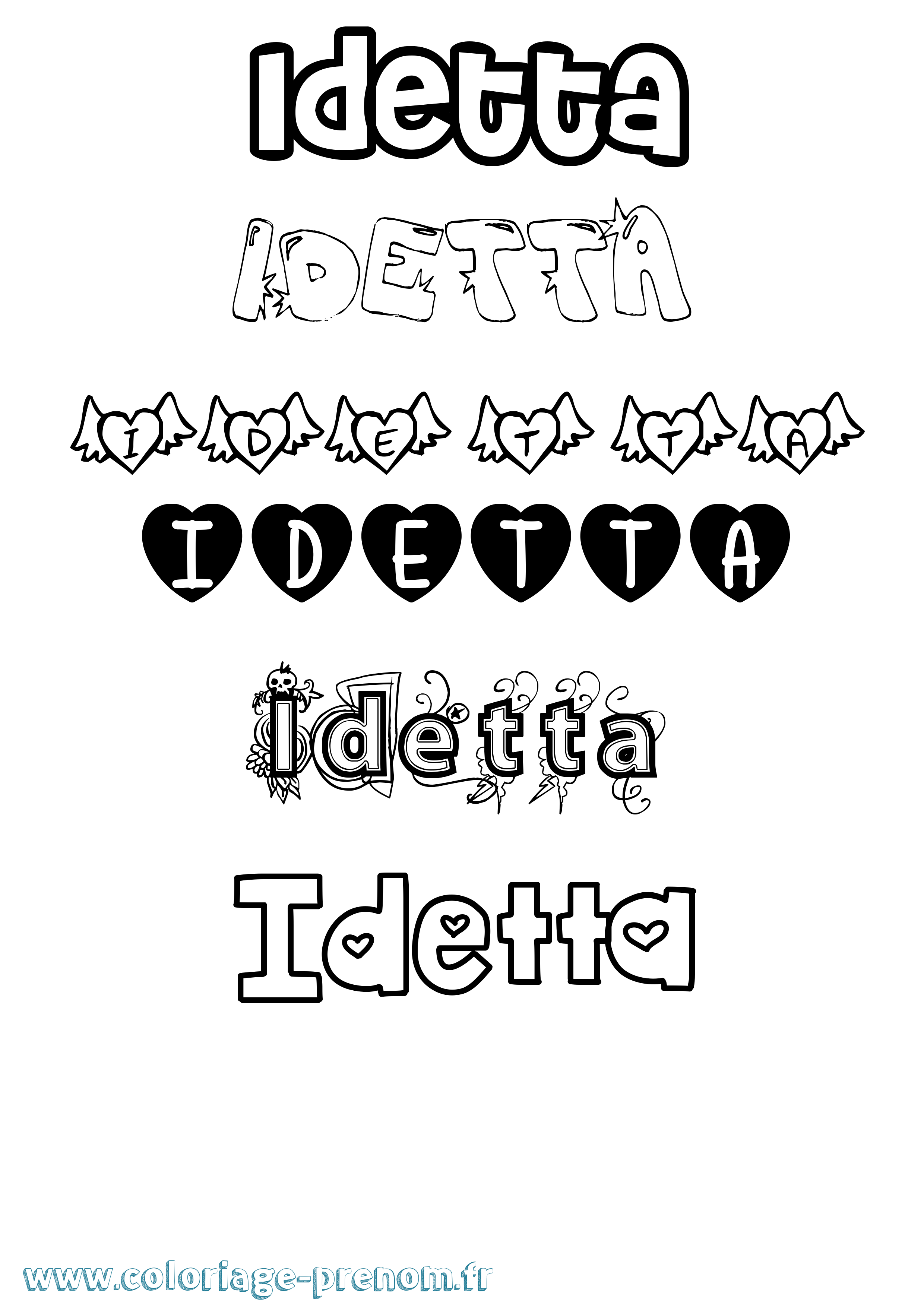 Coloriage Idetta Girly Coloriage prénom Idetta Girly