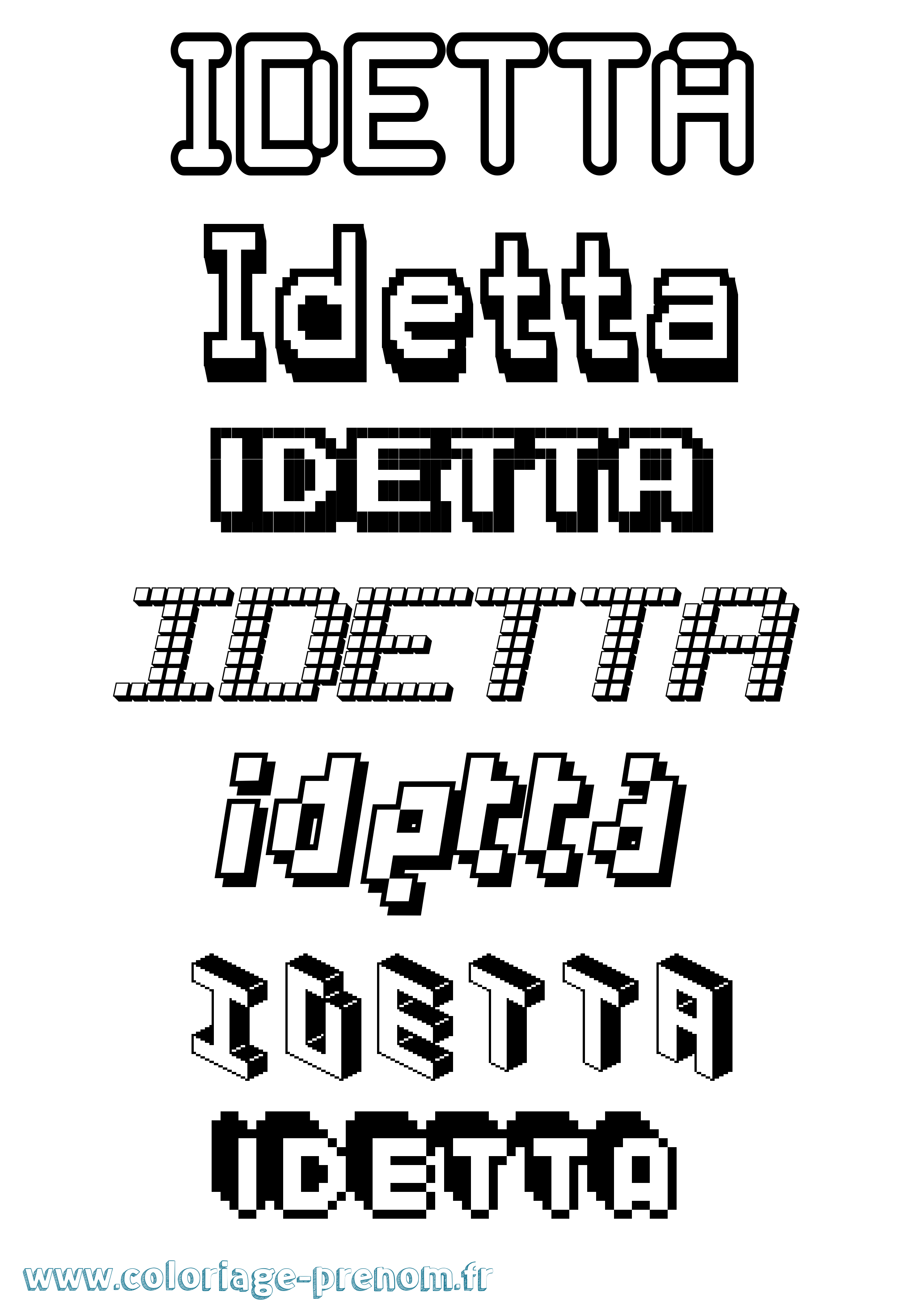 Coloriage Idetta Pixel Coloriage prénom Idetta Pixel