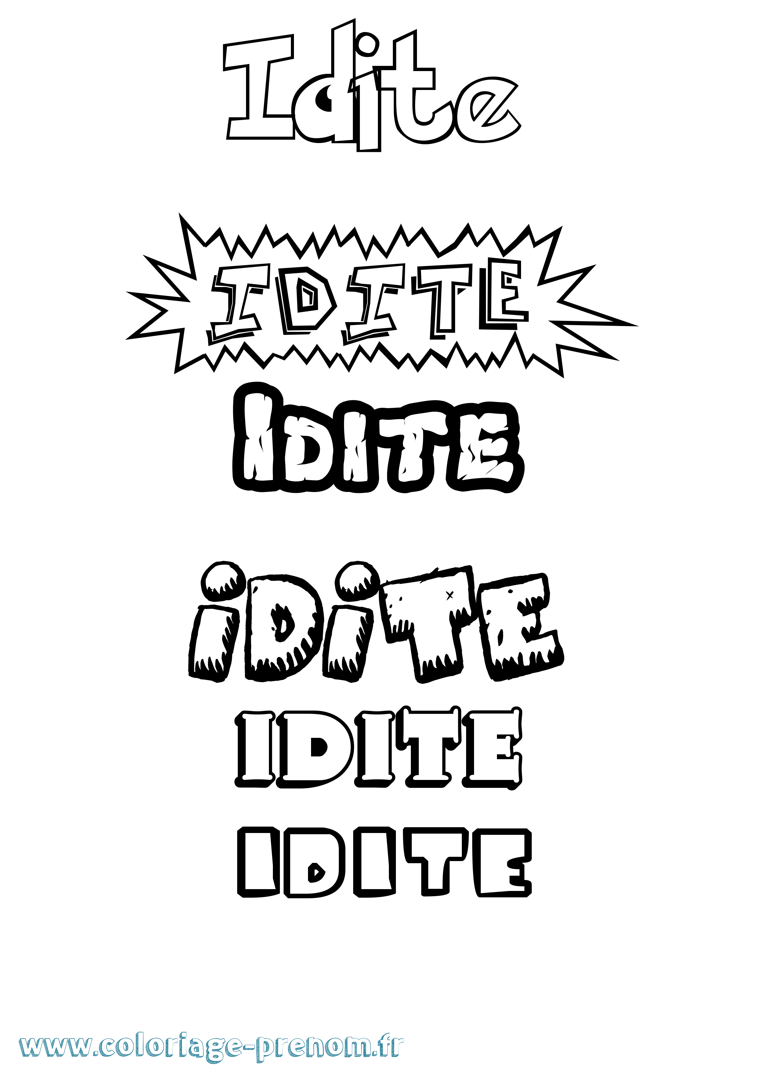 Coloriage Idite Dessin Animé Coloriage prénom Idite Dessin Animé