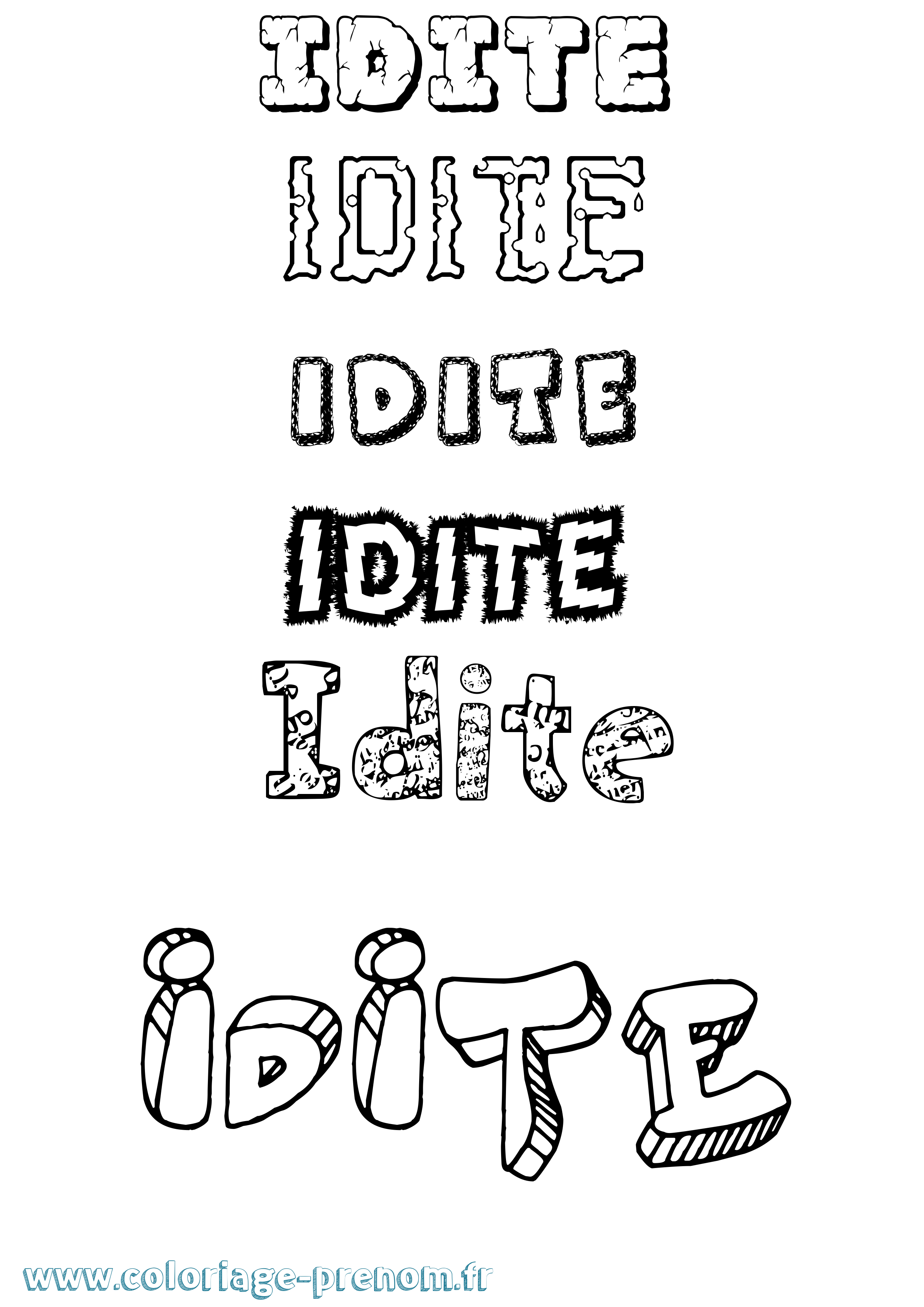 Coloriage Idite Destructuré Coloriage prénom Idite Destructuré