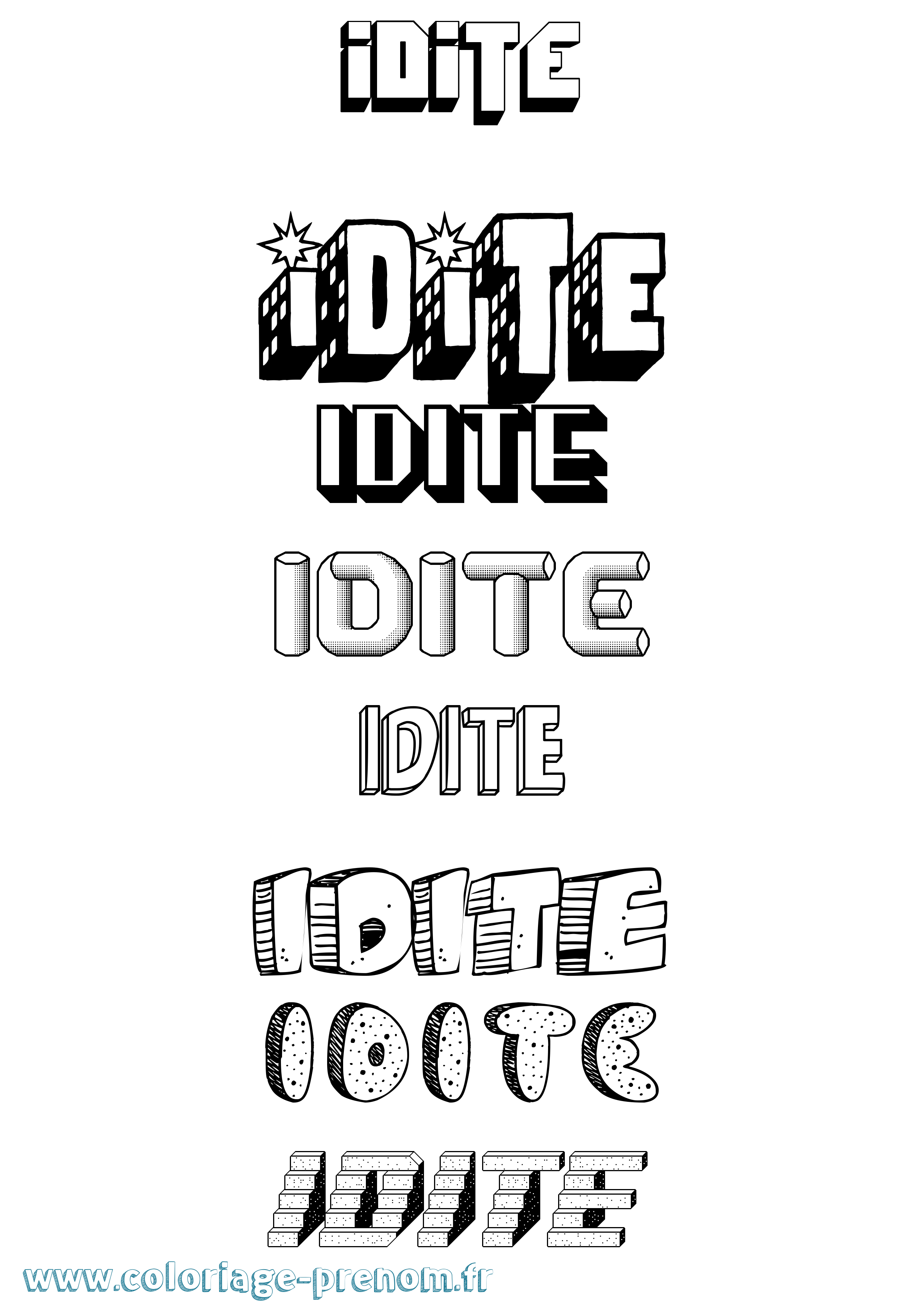 Coloriage Idite Effet 3D Coloriage prénom Idite Effet 3D