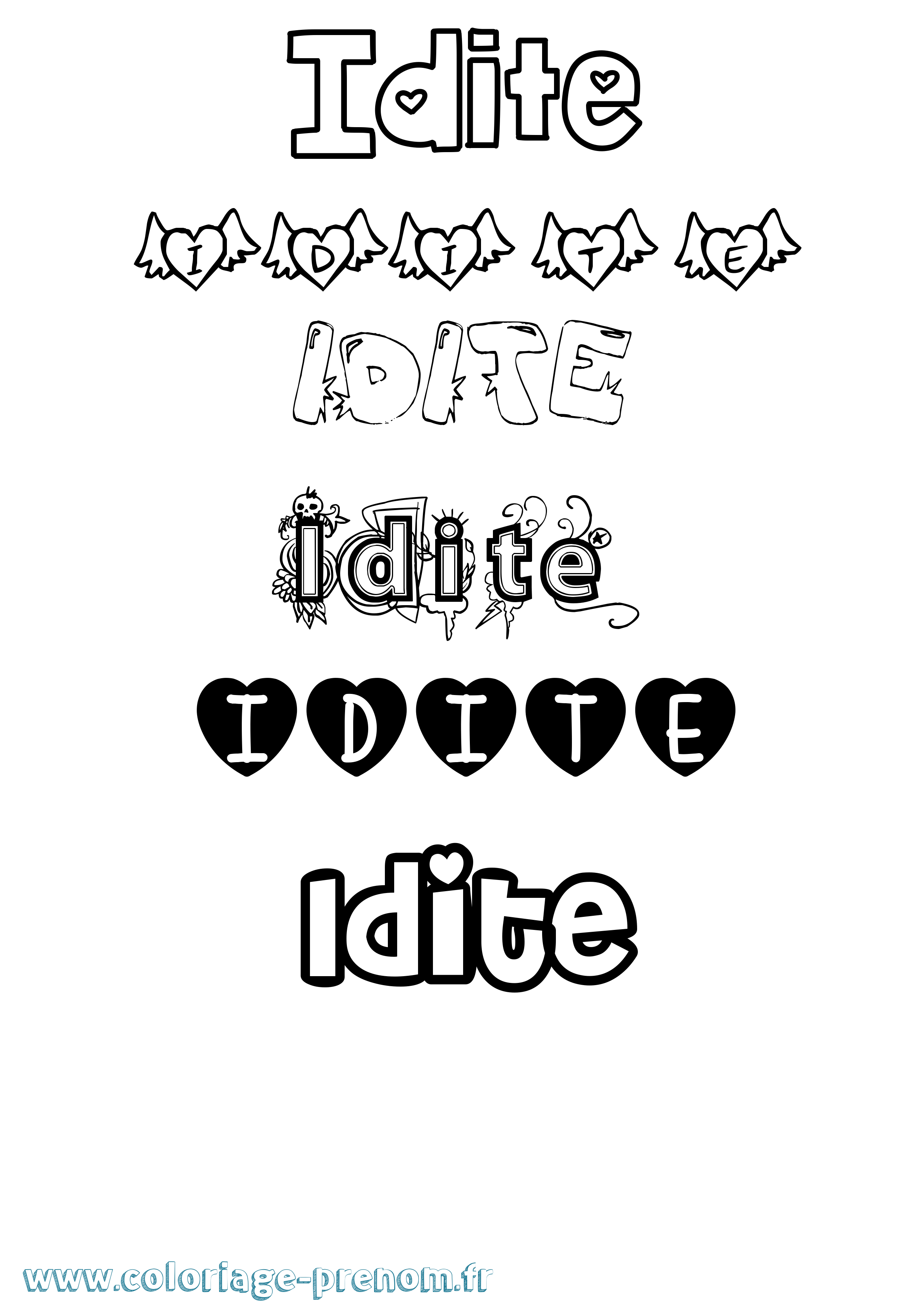 Coloriage Idite Girly Coloriage prénom Idite Girly