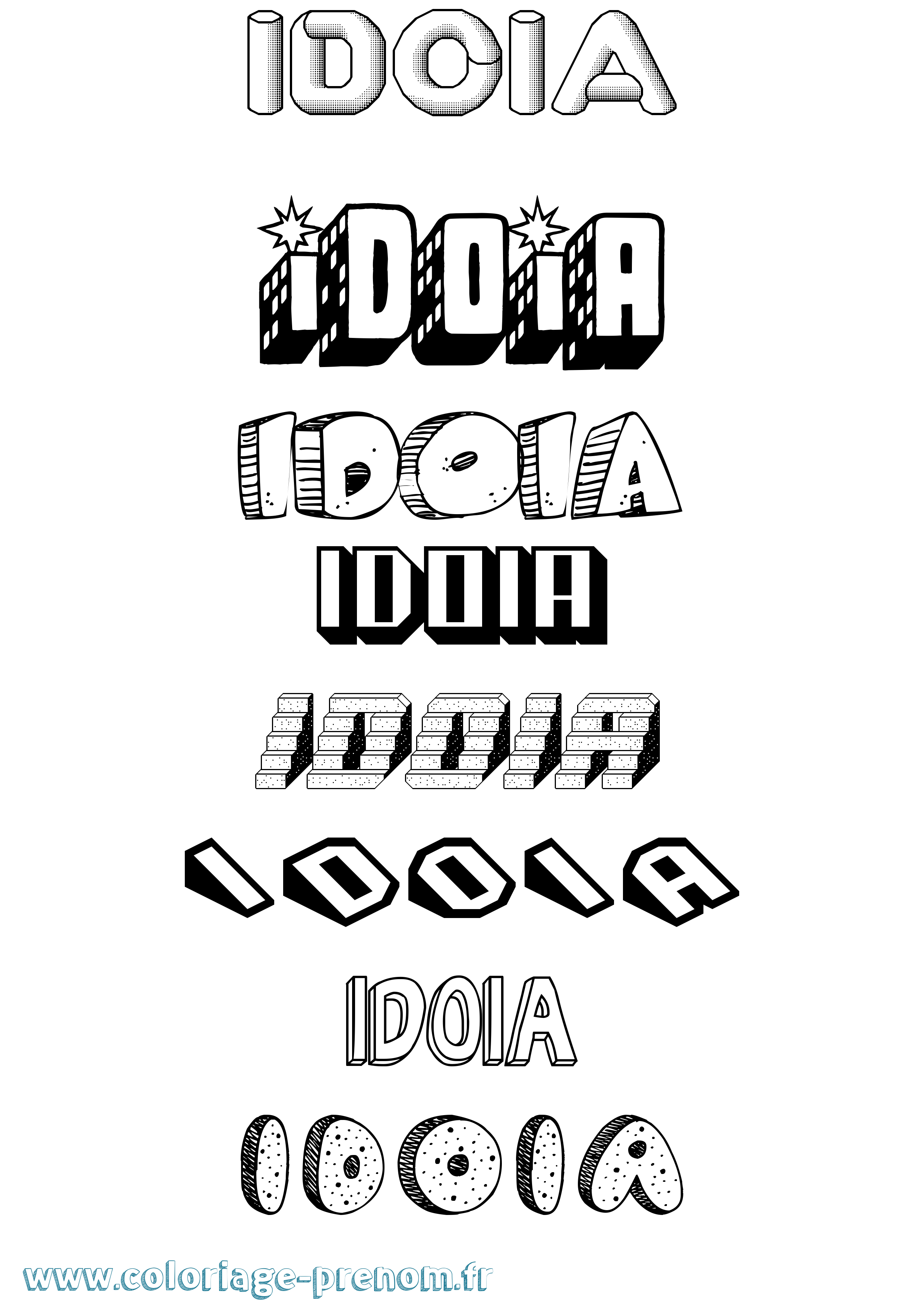 Coloriage Idoia Effet 3D Coloriage prénom Idoia Effet 3D