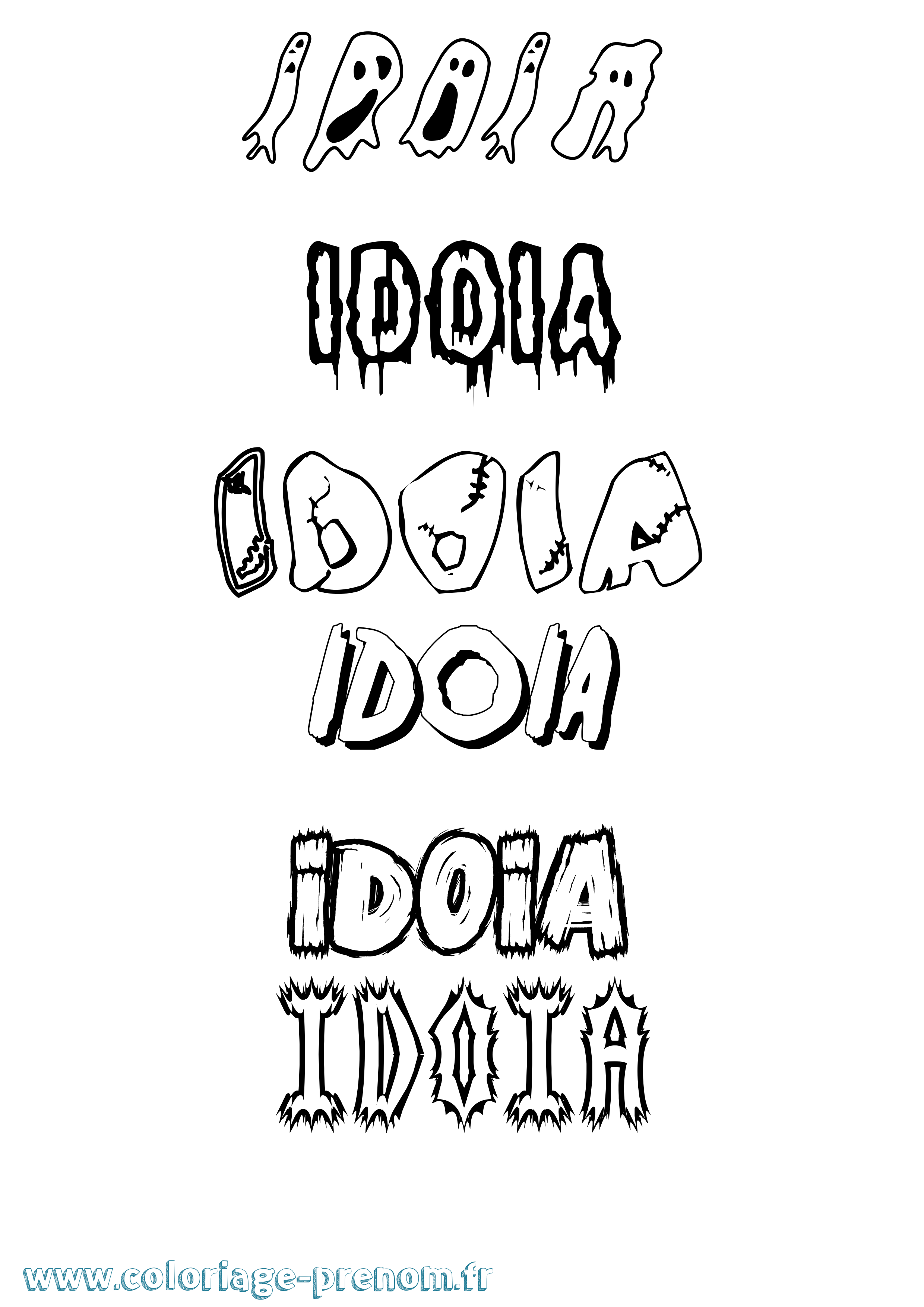 Coloriage Idoia Frisson Coloriage prénom Idoia Frisson