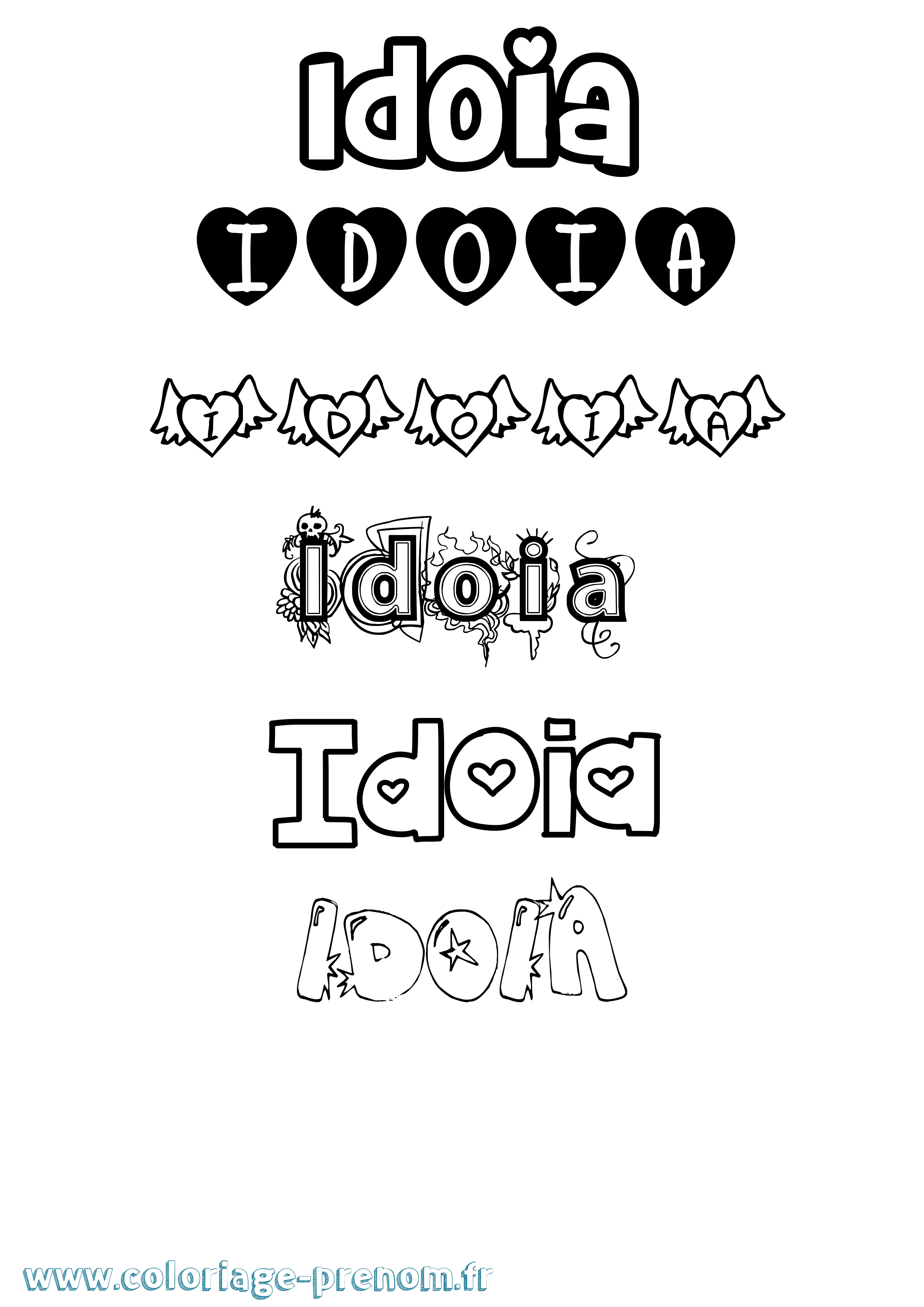 Coloriage Idoia Girly Coloriage prénom Idoia Girly